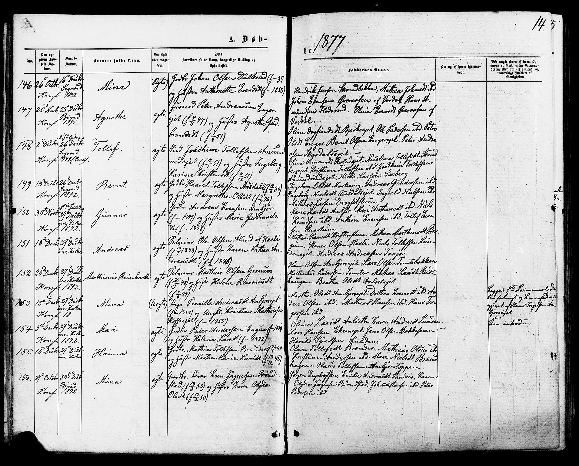 Biri prestekontor, SAH/PREST-096/H/Ha/Haa/L0006: Parish register (official) no. 6, 1877-1886, p. 14