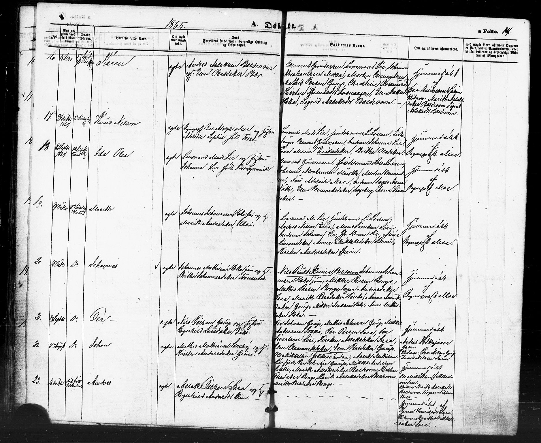 Kautokeino sokneprestembete, SATØ/S-1340/H/Ha/L0003.kirke: Parish register (official) no. 3, 1862-1879, p. 14