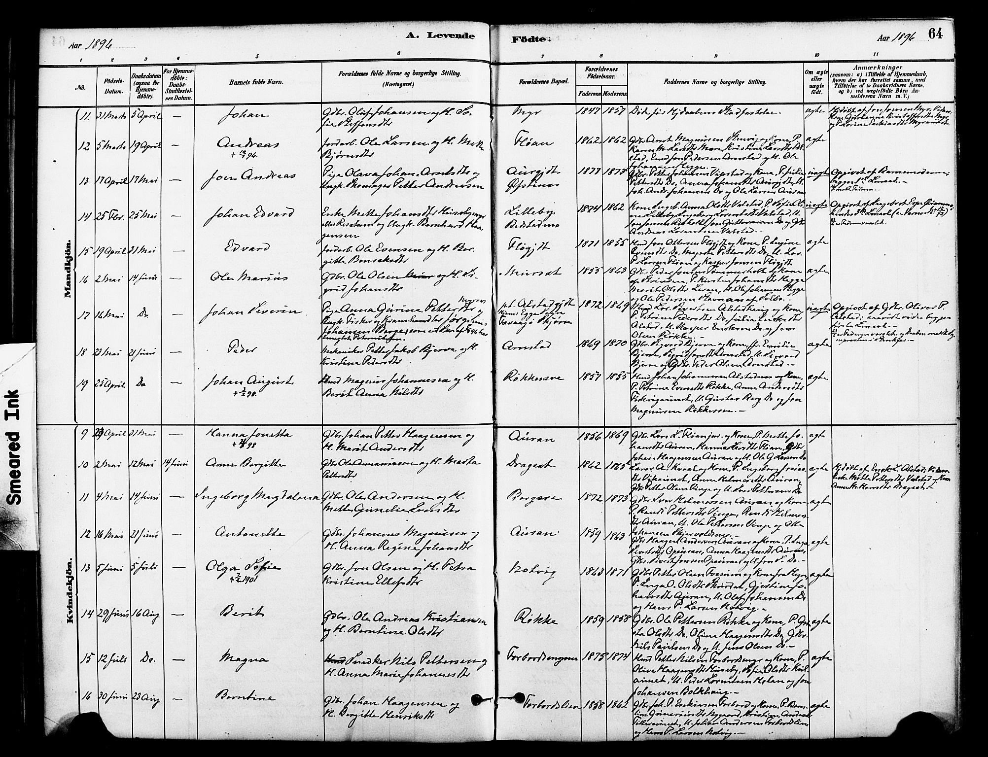 Ministerialprotokoller, klokkerbøker og fødselsregistre - Nord-Trøndelag, SAT/A-1458/712/L0100: Parish register (official) no. 712A01, 1880-1900, p. 64