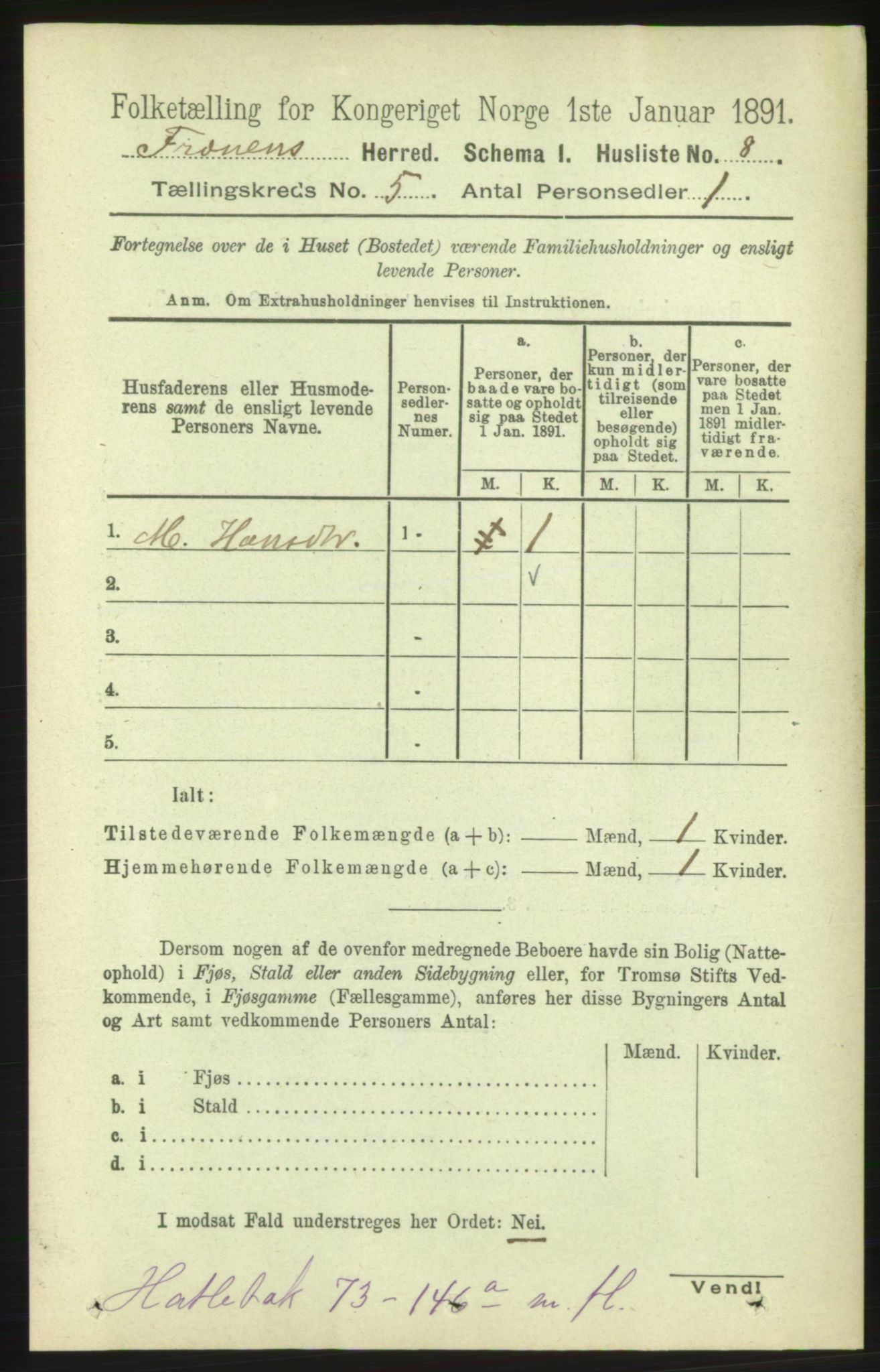 RA, 1891 census for 1548 Fræna, 1891, p. 1276