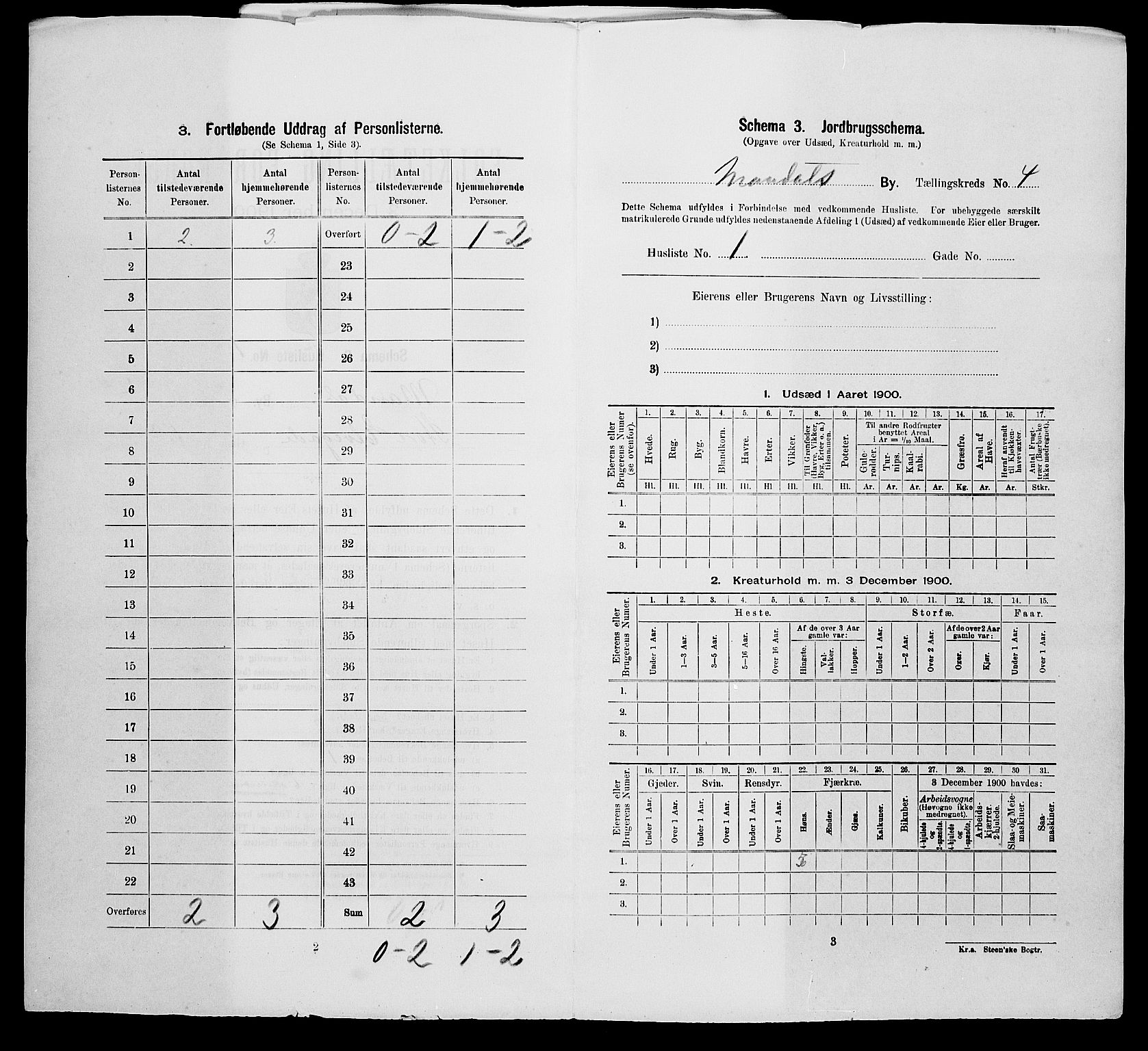 SAK, 1900 census for Mandal, 1900, p. 3030