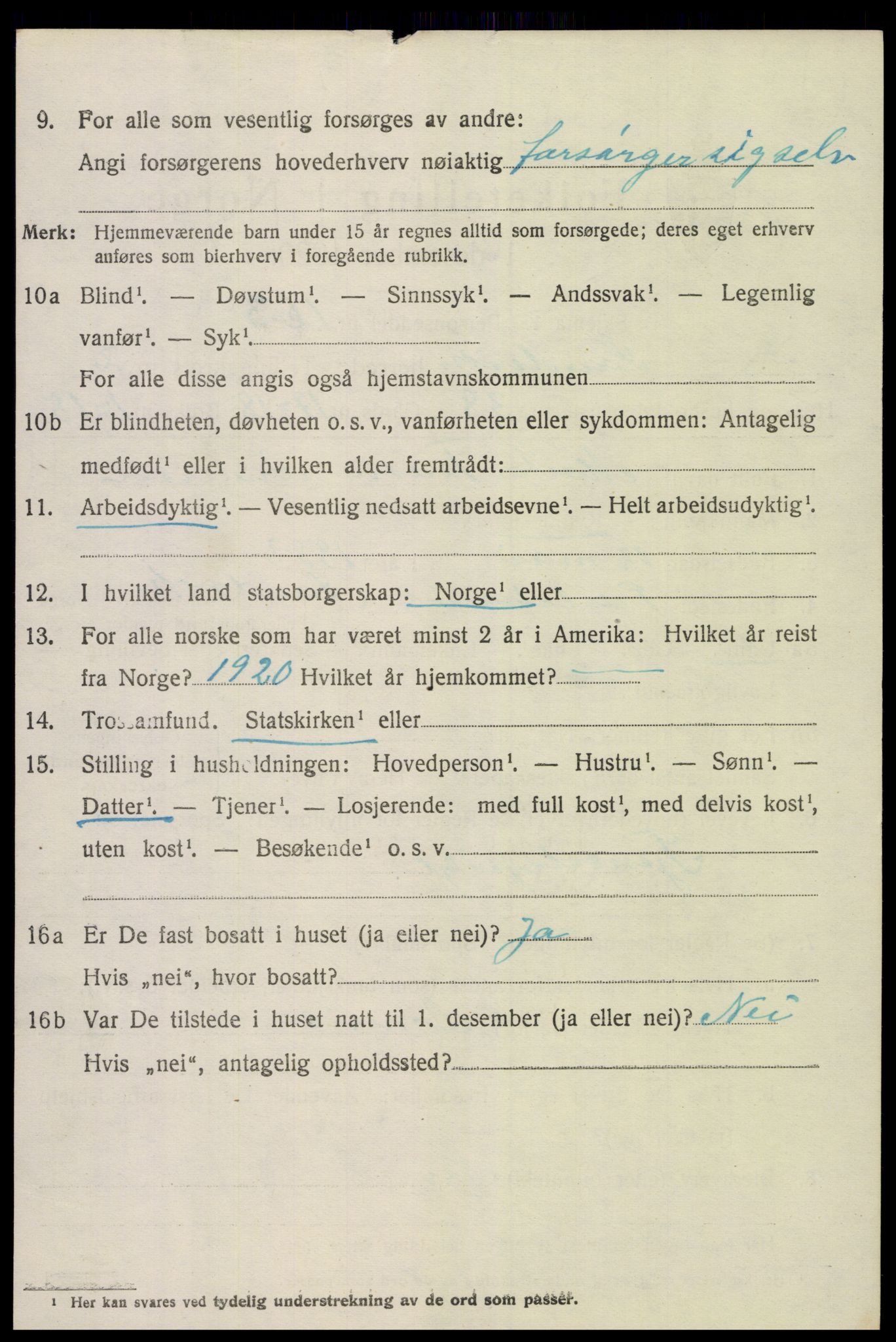 SAK, 1920 census for Landvik, 1920, p. 2093