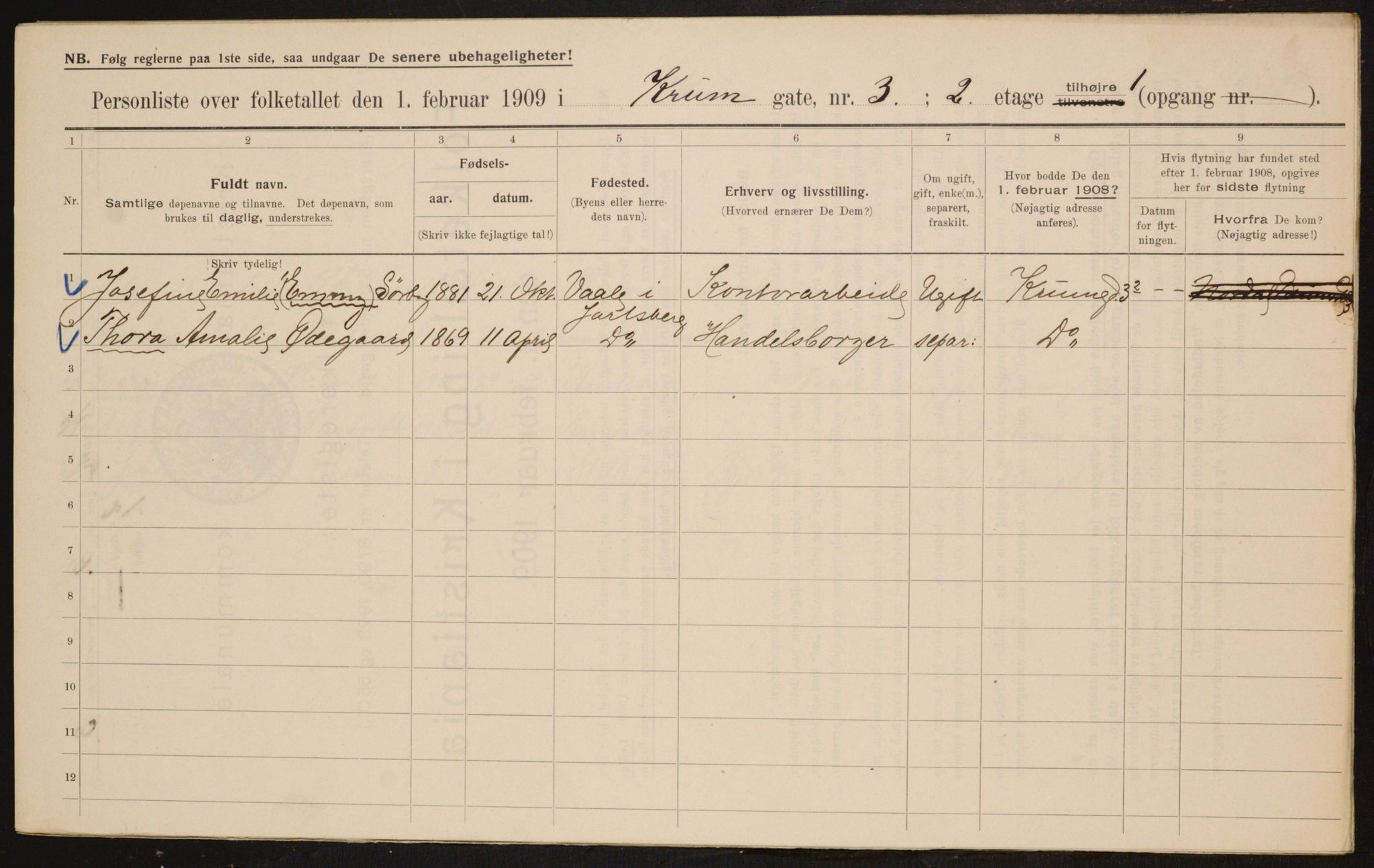 OBA, Municipal Census 1909 for Kristiania, 1909, p. 50240