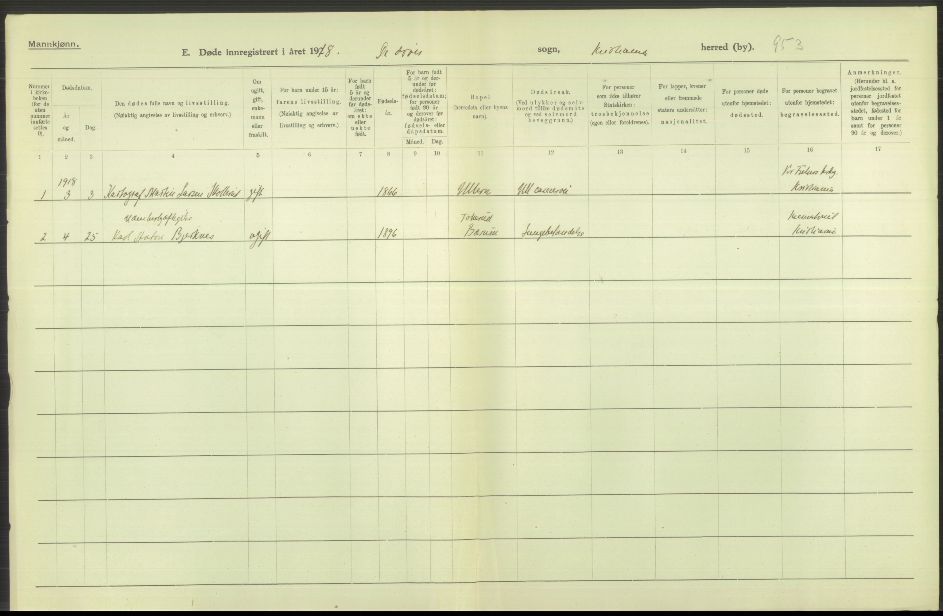 Statistisk sentralbyrå, Sosiodemografiske emner, Befolkning, AV/RA-S-2228/D/Df/Dfb/Dfbh/L0011: Kristiania: Døde, dødfødte, 1918, p. 220