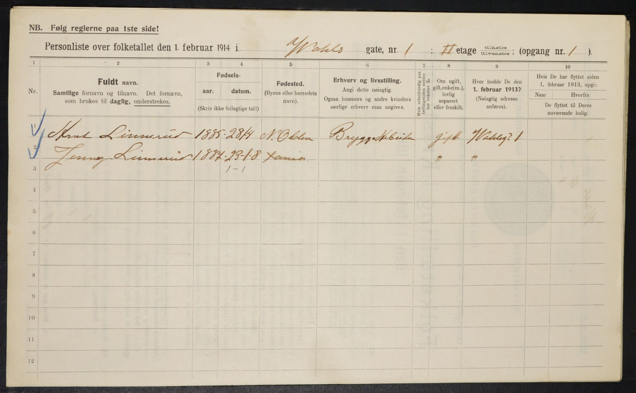 OBA, Municipal Census 1914 for Kristiania, 1914, p. 122408