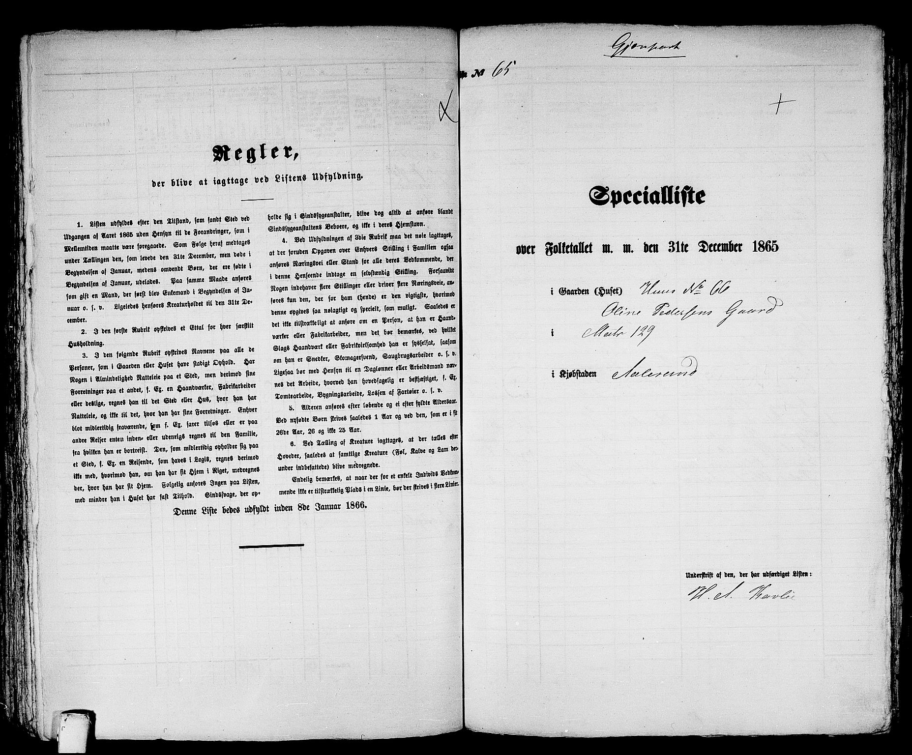 RA, 1865 census for Ålesund, 1865, p. 138