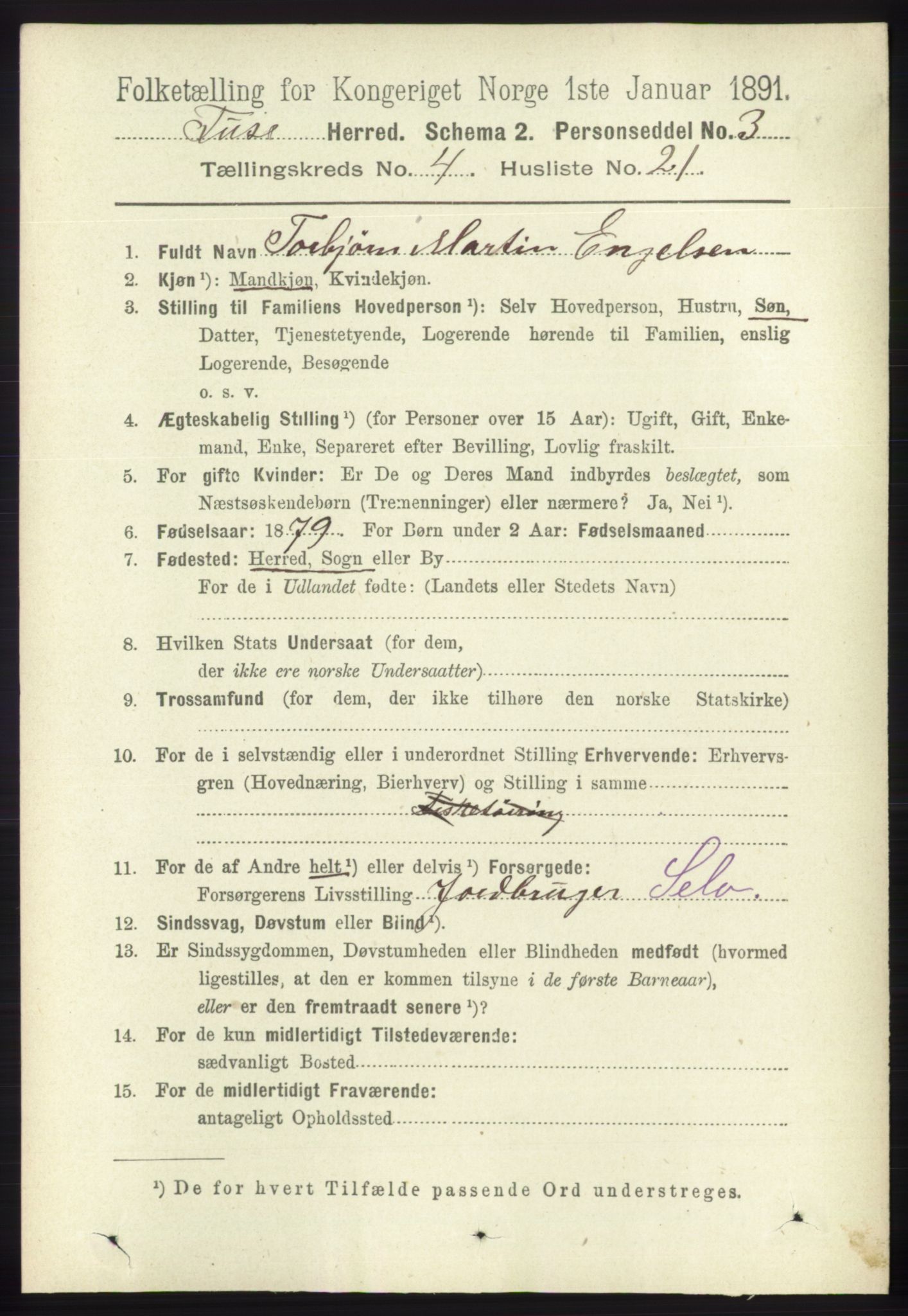 RA, 1891 census for 1241 Fusa, 1891, p. 832
