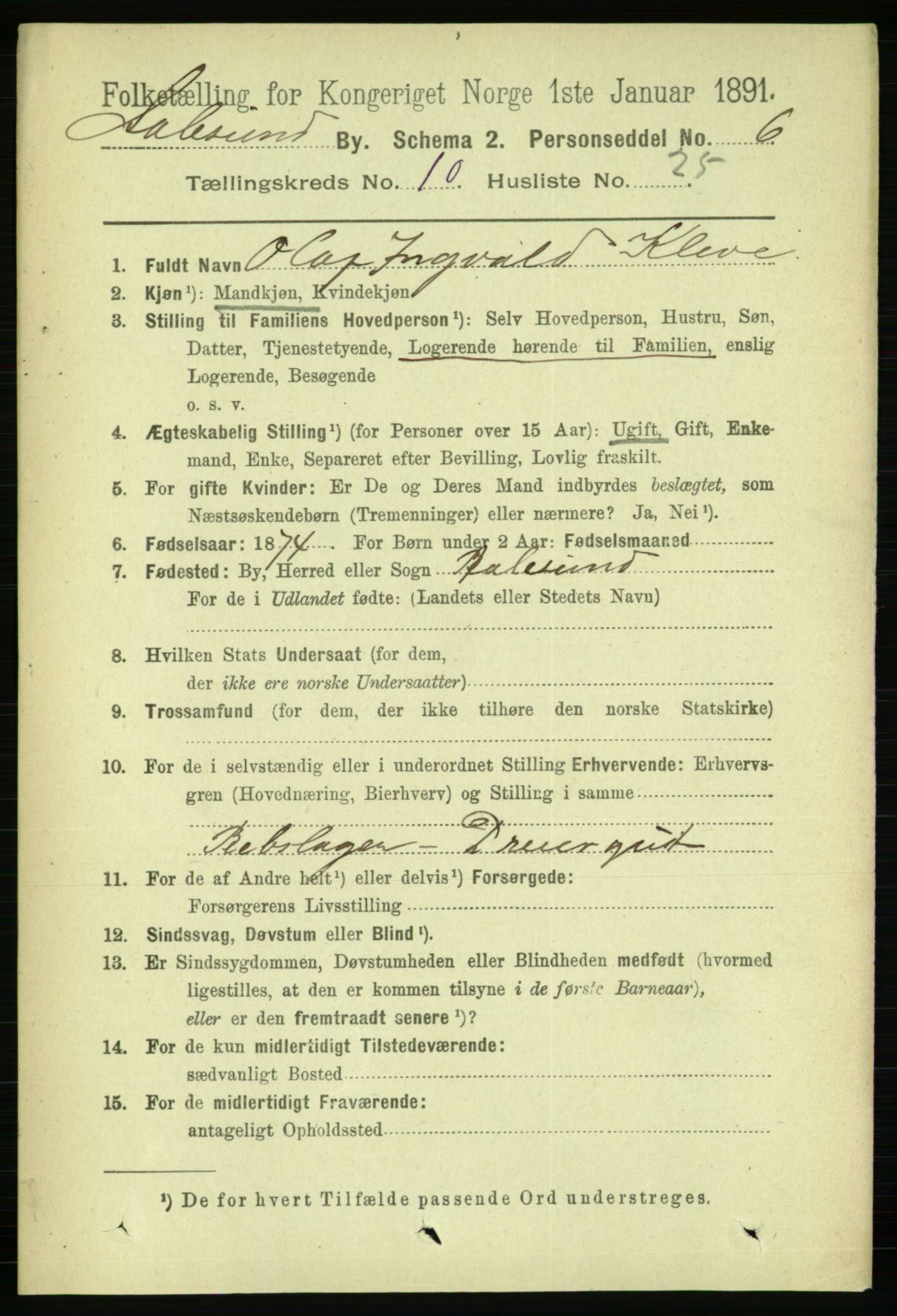 RA, 1891 census for 1501 Ålesund, 1891, p. 6861