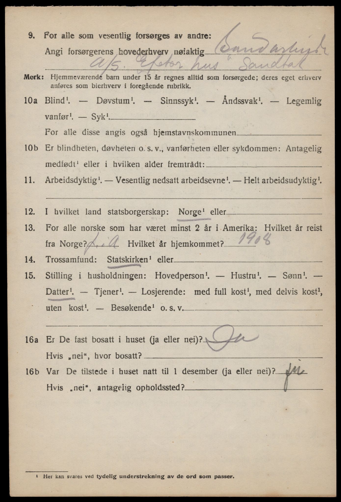 SAST, 1920 census for Forsand, 1920, p. 2758