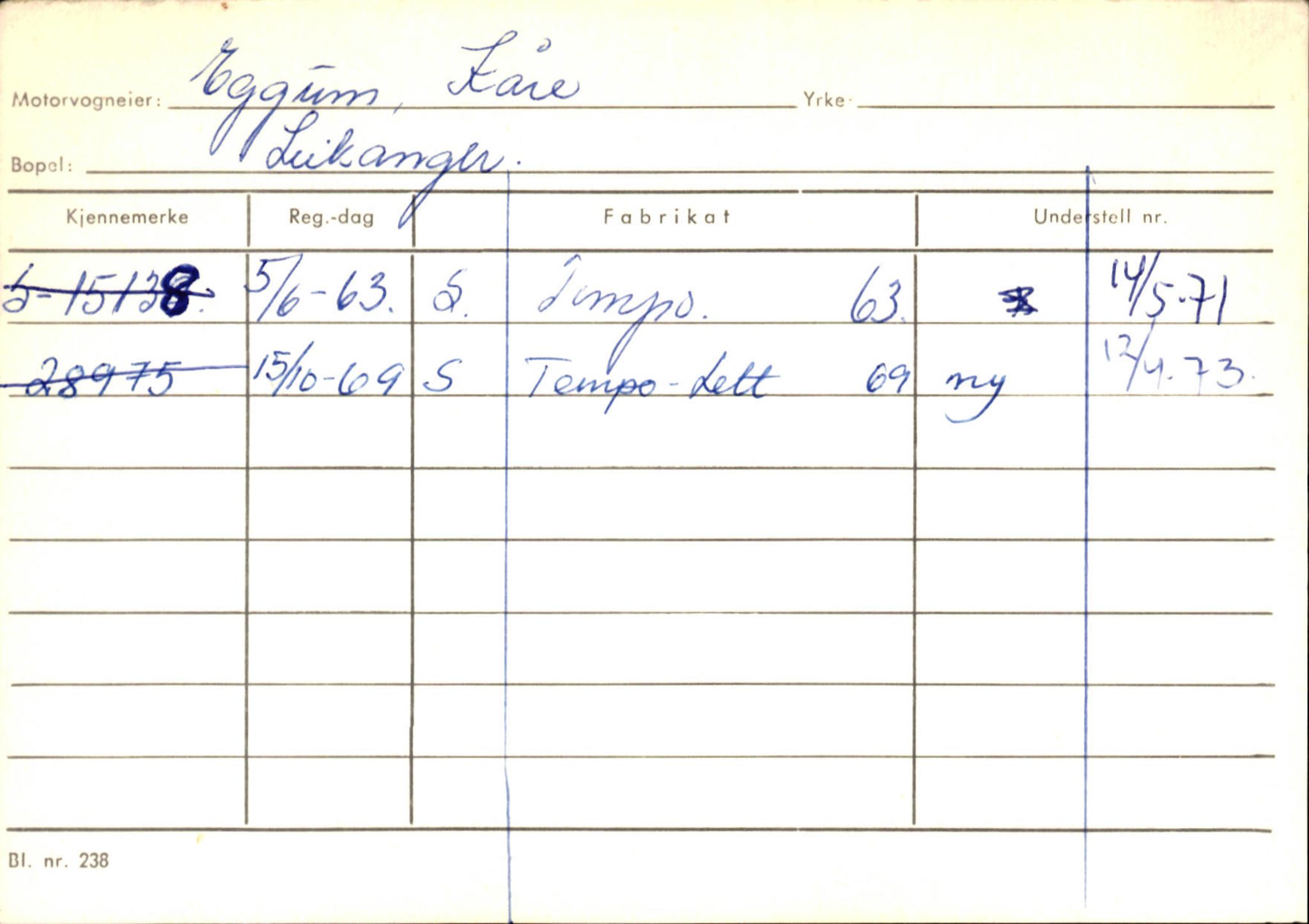 Statens vegvesen, Sogn og Fjordane vegkontor, SAB/A-5301/4/F/L0126: Eigarregister Fjaler M-Å. Leikanger A-Å, 1945-1975, p. 1023