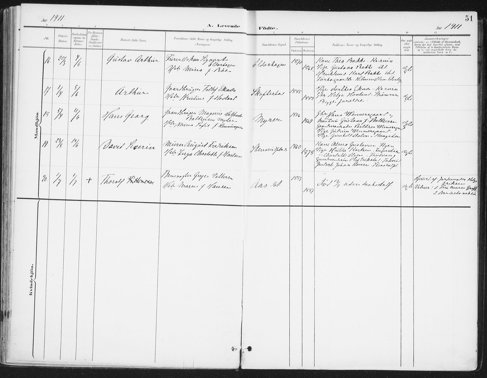 Ås prestekontor Kirkebøker, AV/SAO-A-10894/F/Fa/L0010: Parish register (official) no. I 10, 1900-1918, p. 51