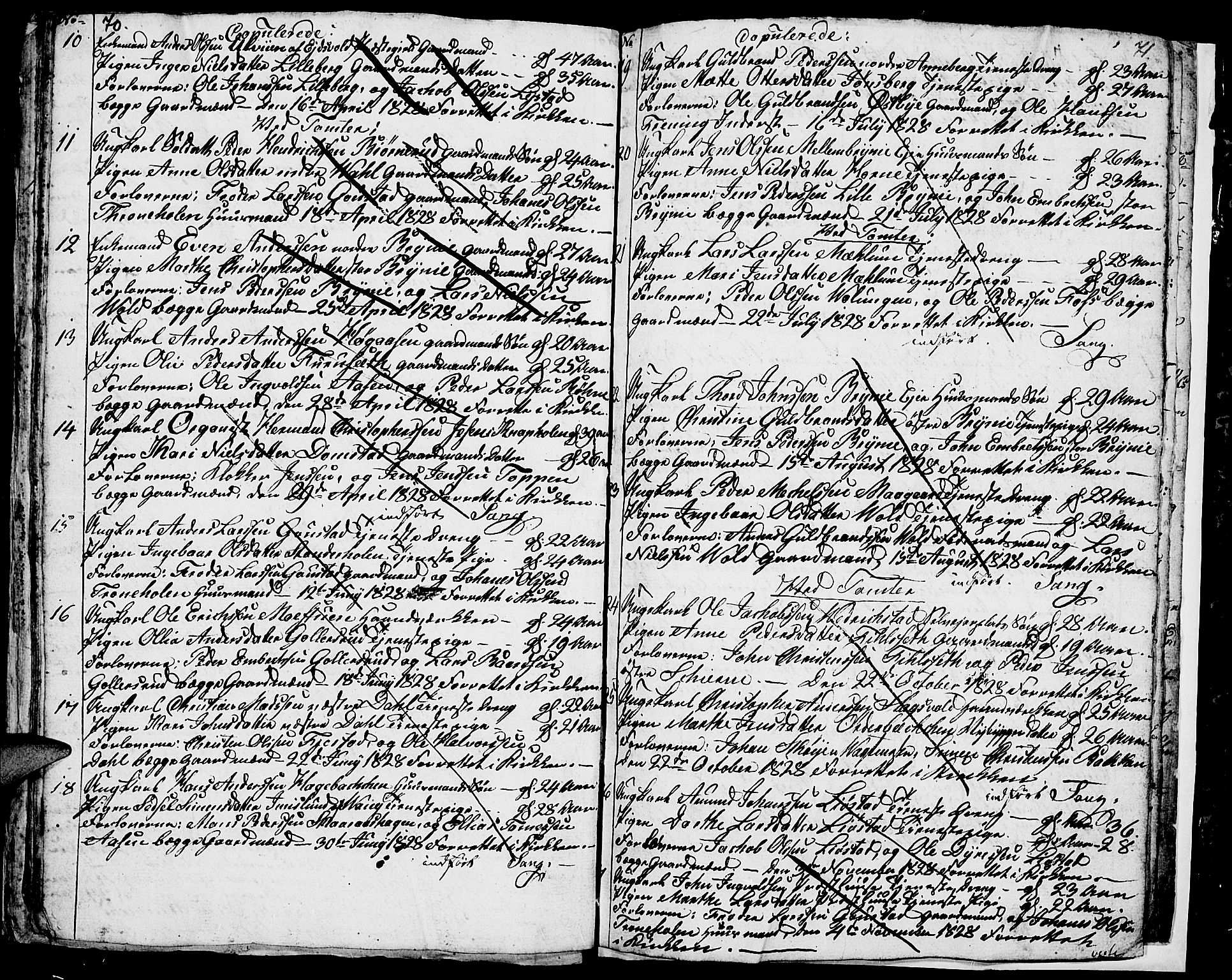 Romedal prestekontor, SAH/PREST-004/L/L0006: Parish register (copy) no. 6, 1828-1830, p. 70-71