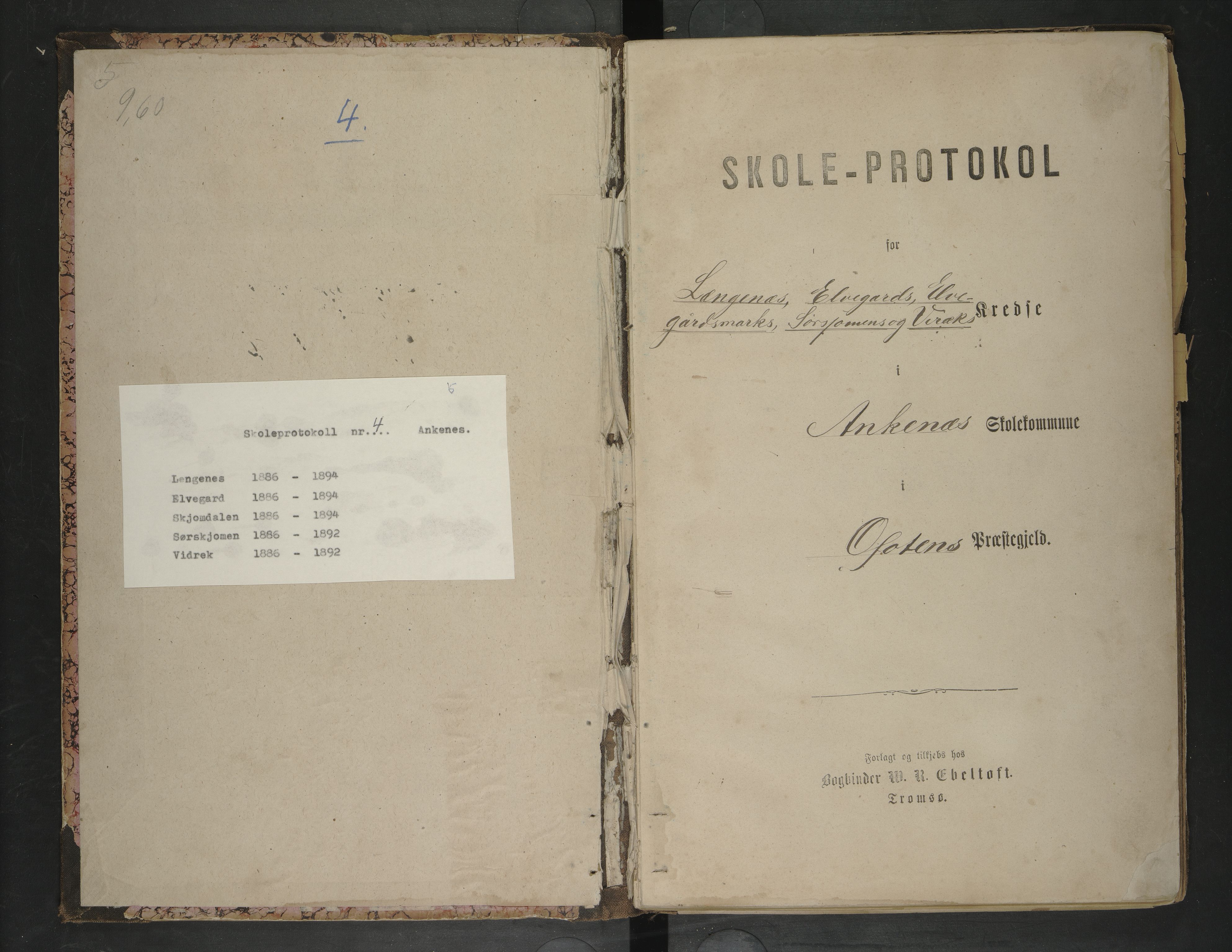 Ankenes kommune.Ymse skolekretser, AIN/K-18550.510.01/F/Fa/L0008: Elvegård/Lengens/Sørskjommen/Vidrek, 1886-1894