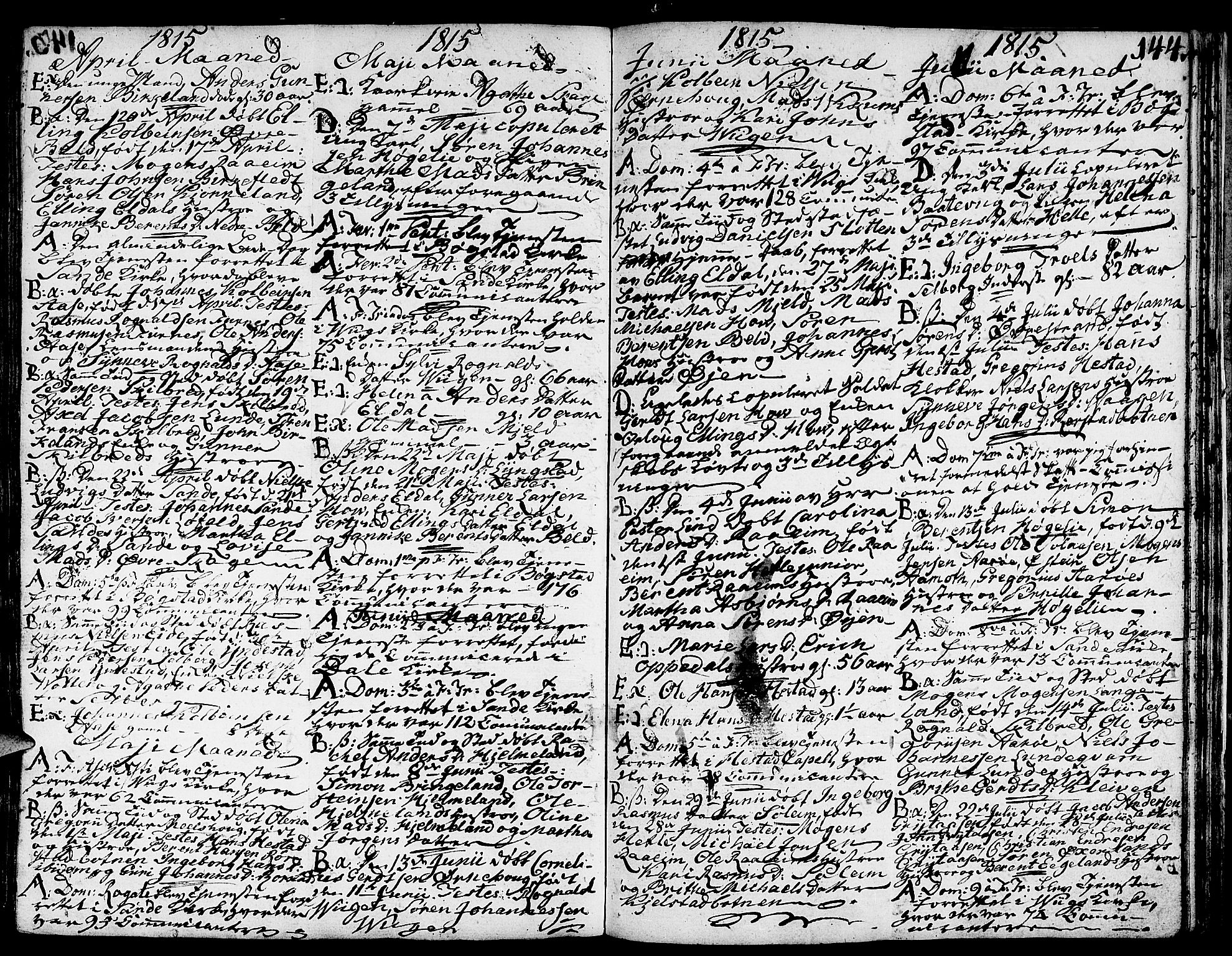 Gaular sokneprestembete, SAB/A-80001/H/Haa: Parish register (official) no. A 2, 1785-1821, p. 144