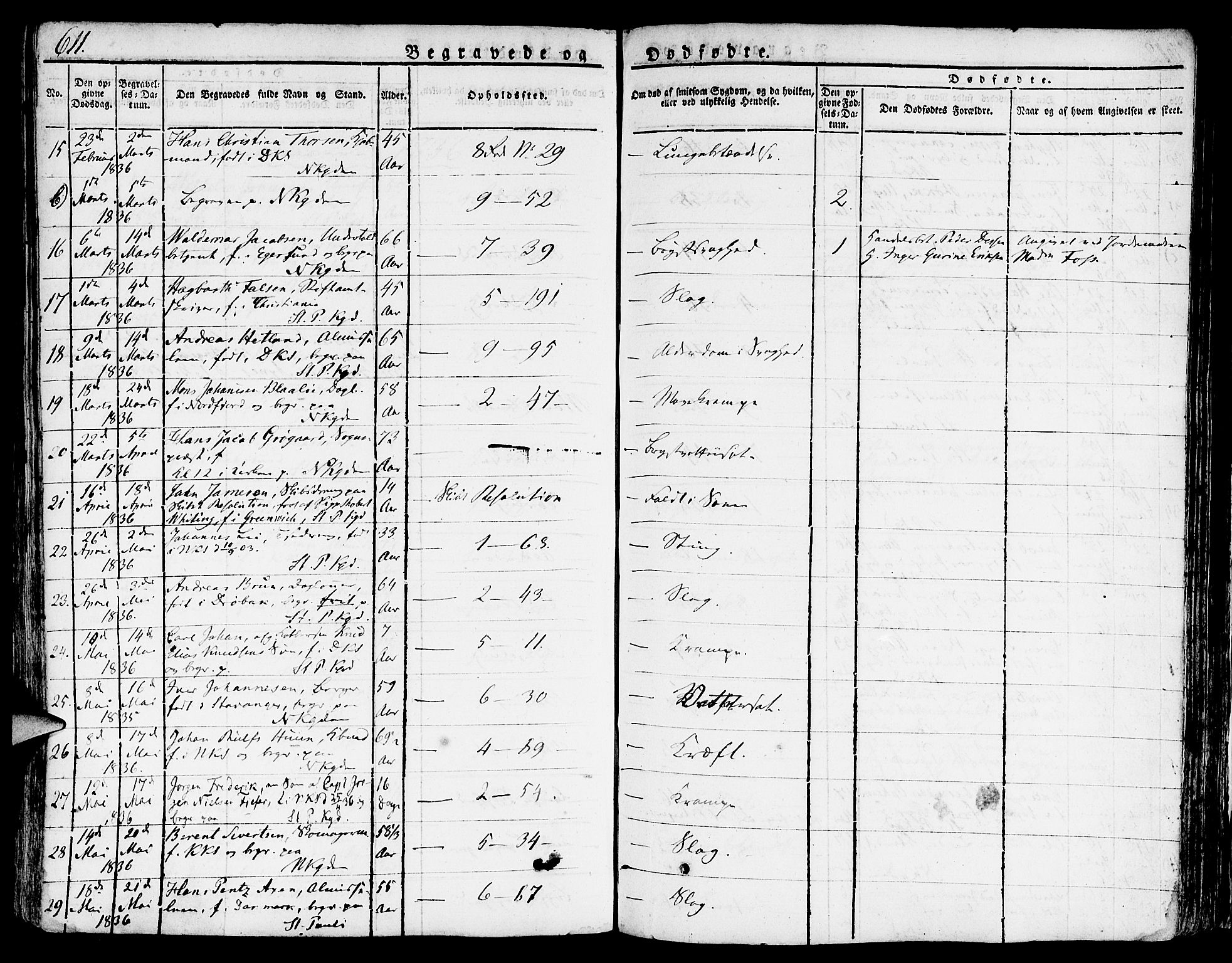 Nykirken Sokneprestembete, SAB/A-77101/H/Hab: Parish register (copy) no. A 5II, 1821-1843, p. 611
