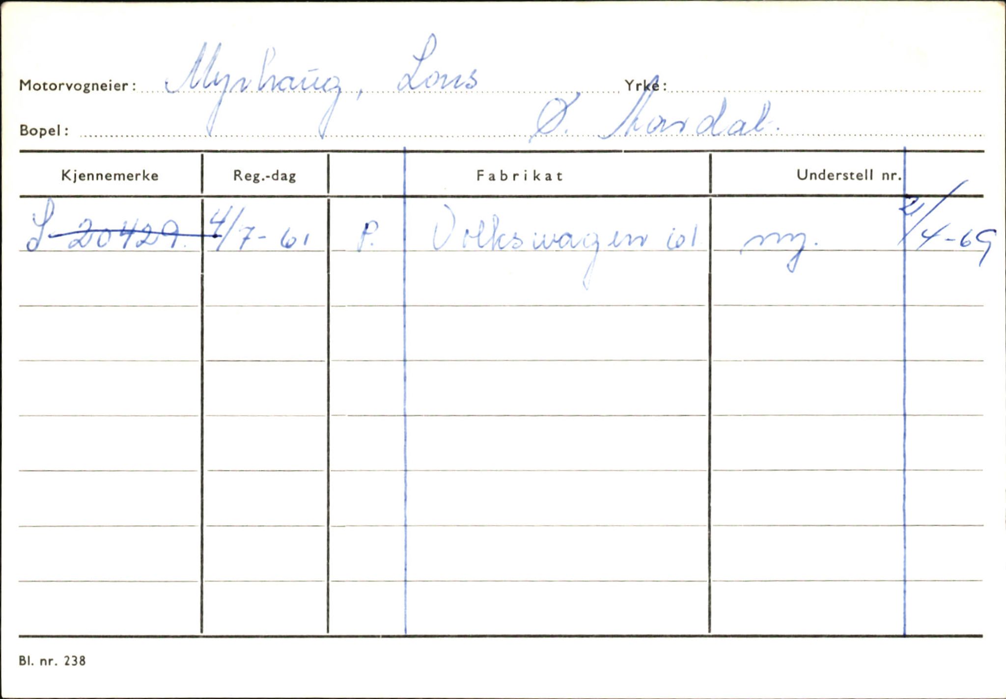 Statens vegvesen, Sogn og Fjordane vegkontor, AV/SAB-A-5301/4/F/L0145: Registerkort Vågsøy S-Å. Årdal I-P, 1945-1975, p. 1890