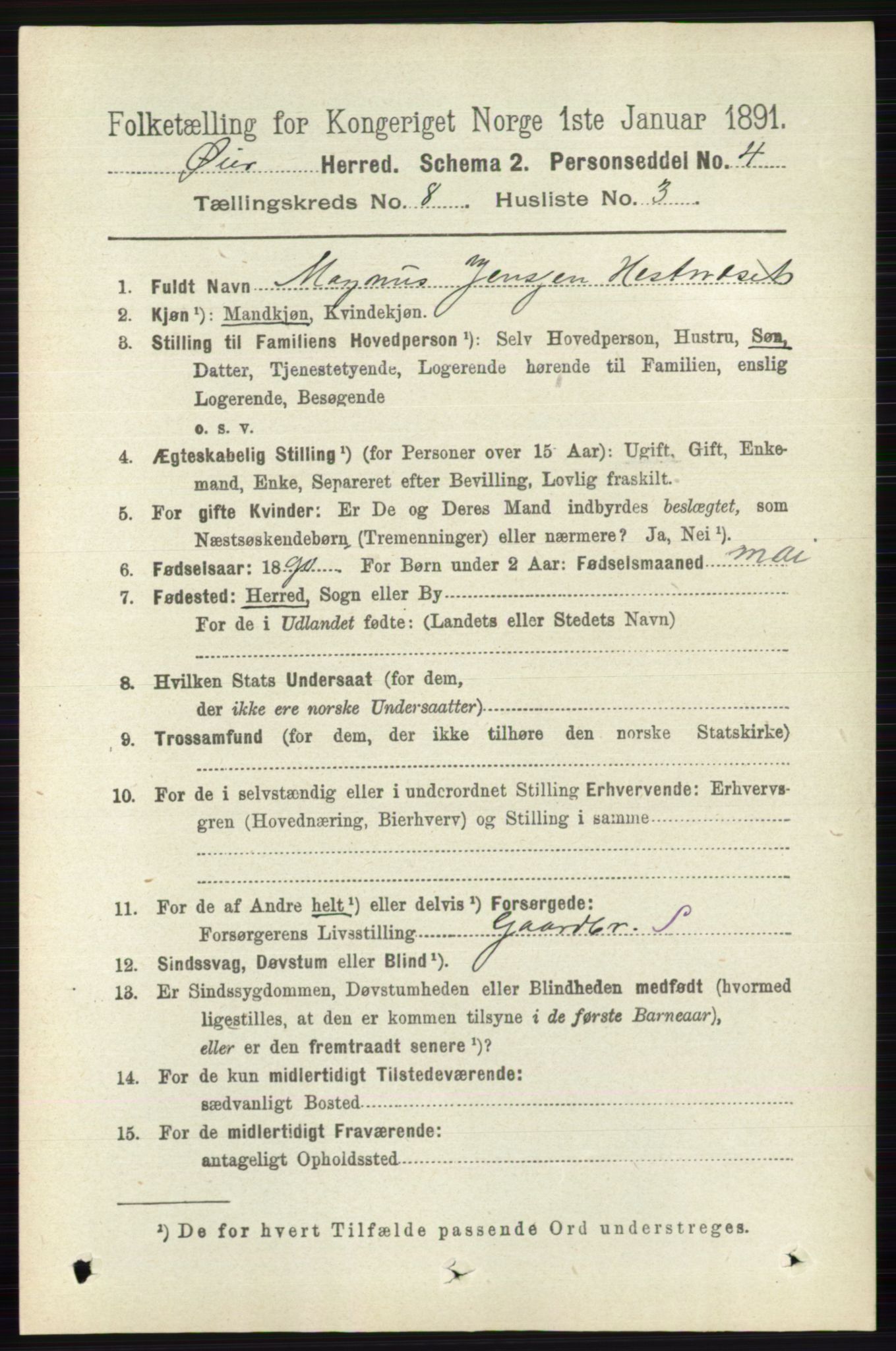 RA, 1891 census for 0521 Øyer, 1891, p. 2727