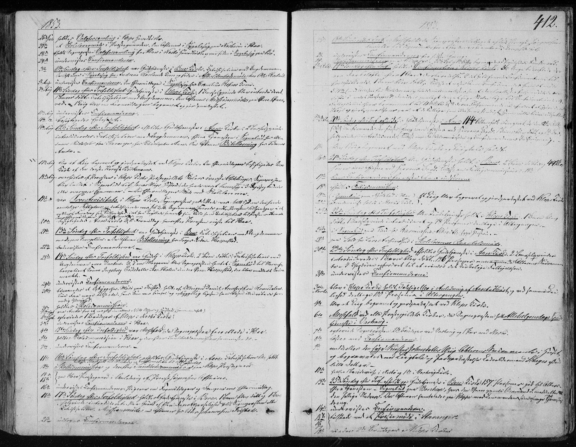 Klepp sokneprestkontor, AV/SAST-A-101803/001/3/30BA/L0005: Parish register (official) no. A 5, 1853-1870, p. 412