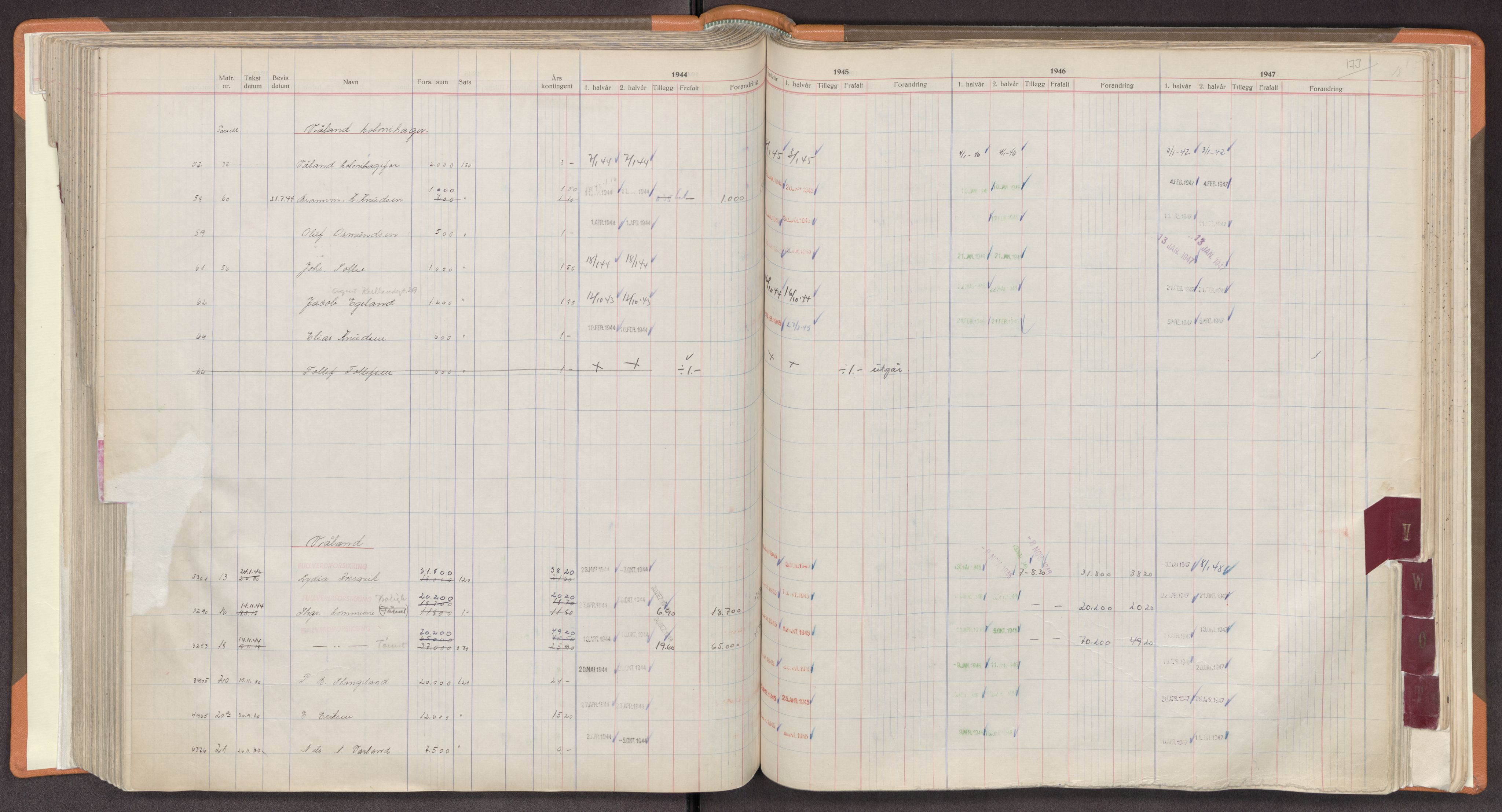 Norges Brannkasse Stavanger, AV/SAST-A-102143/F/Fc/L0009: Brannkontingentprotokoll M-Ø, 1944-1947, p. 173