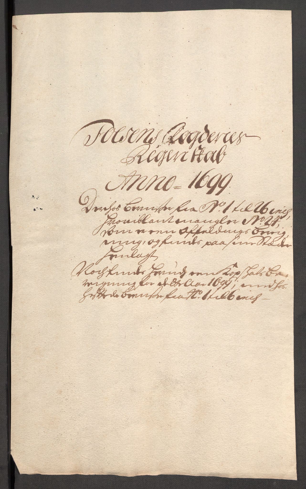 Rentekammeret inntil 1814, Reviderte regnskaper, Fogderegnskap, AV/RA-EA-4092/R57/L3853: Fogderegnskap Fosen, 1698-1699, p. 189