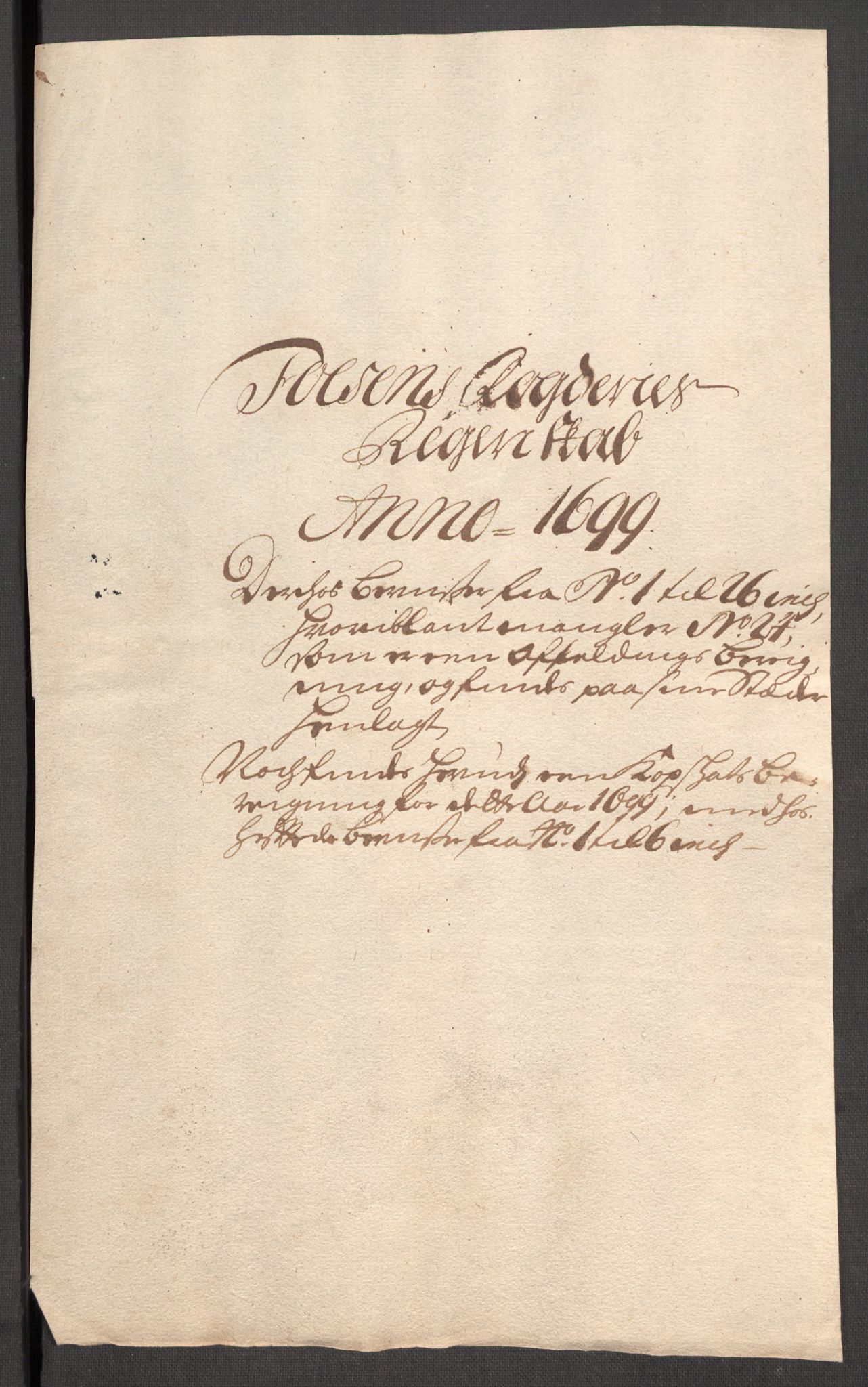 Rentekammeret inntil 1814, Reviderte regnskaper, Fogderegnskap, RA/EA-4092/R57/L3853: Fogderegnskap Fosen, 1698-1699, p. 189