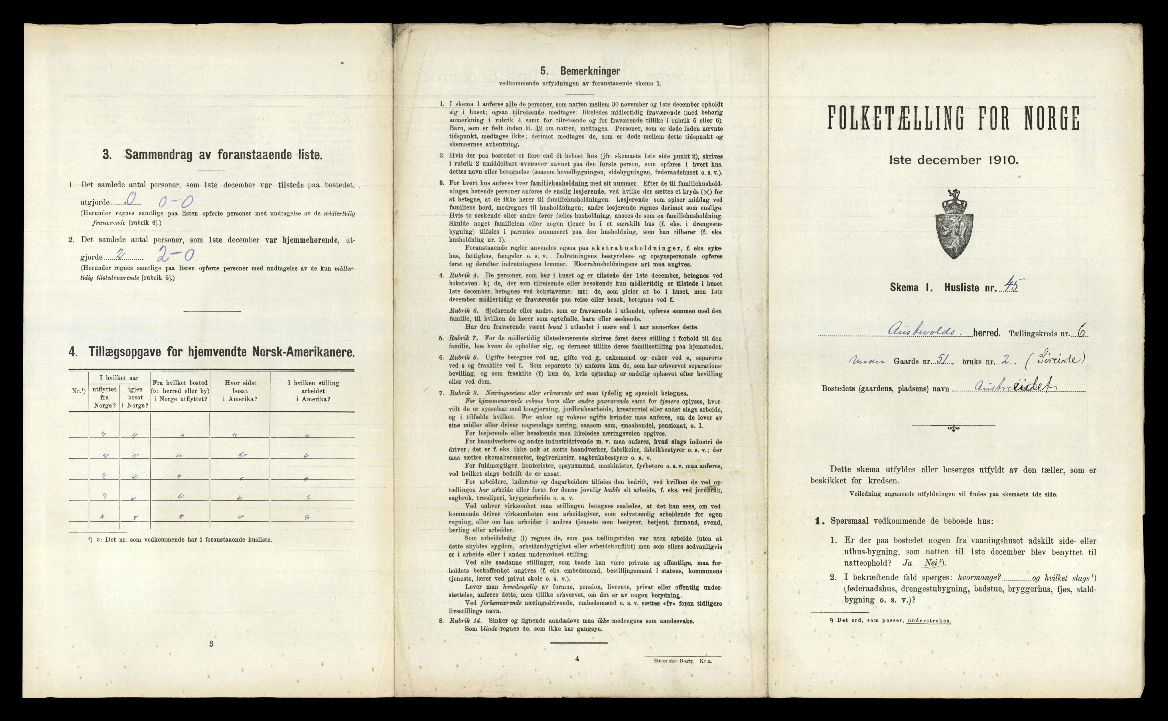 RA, 1910 census for Austevoll, 1910, p. 710