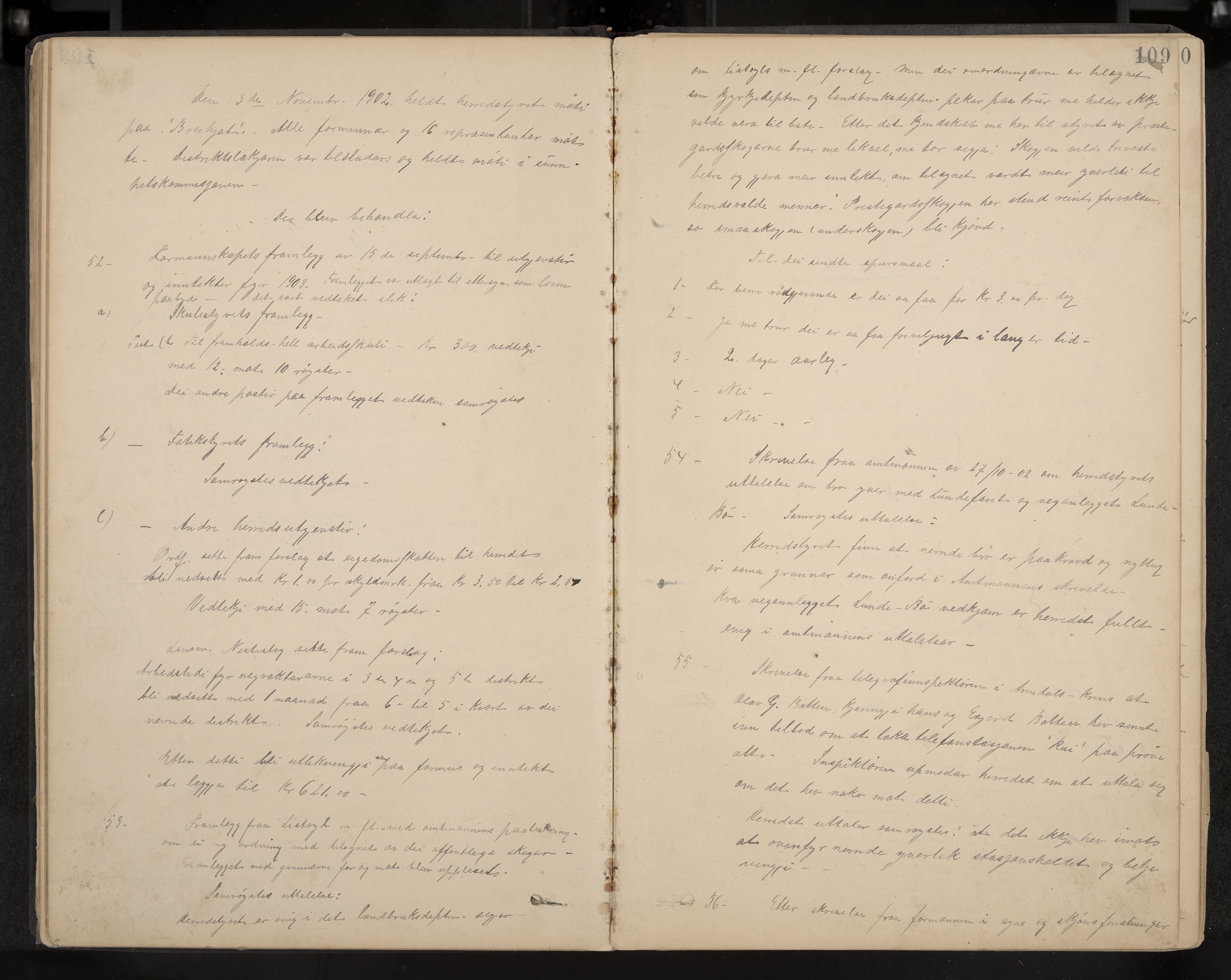 Vinje formannskap og sentraladministrasjon, IKAK/0834021-1/A/L0002: Møtebok, 1889-1913, p. 109