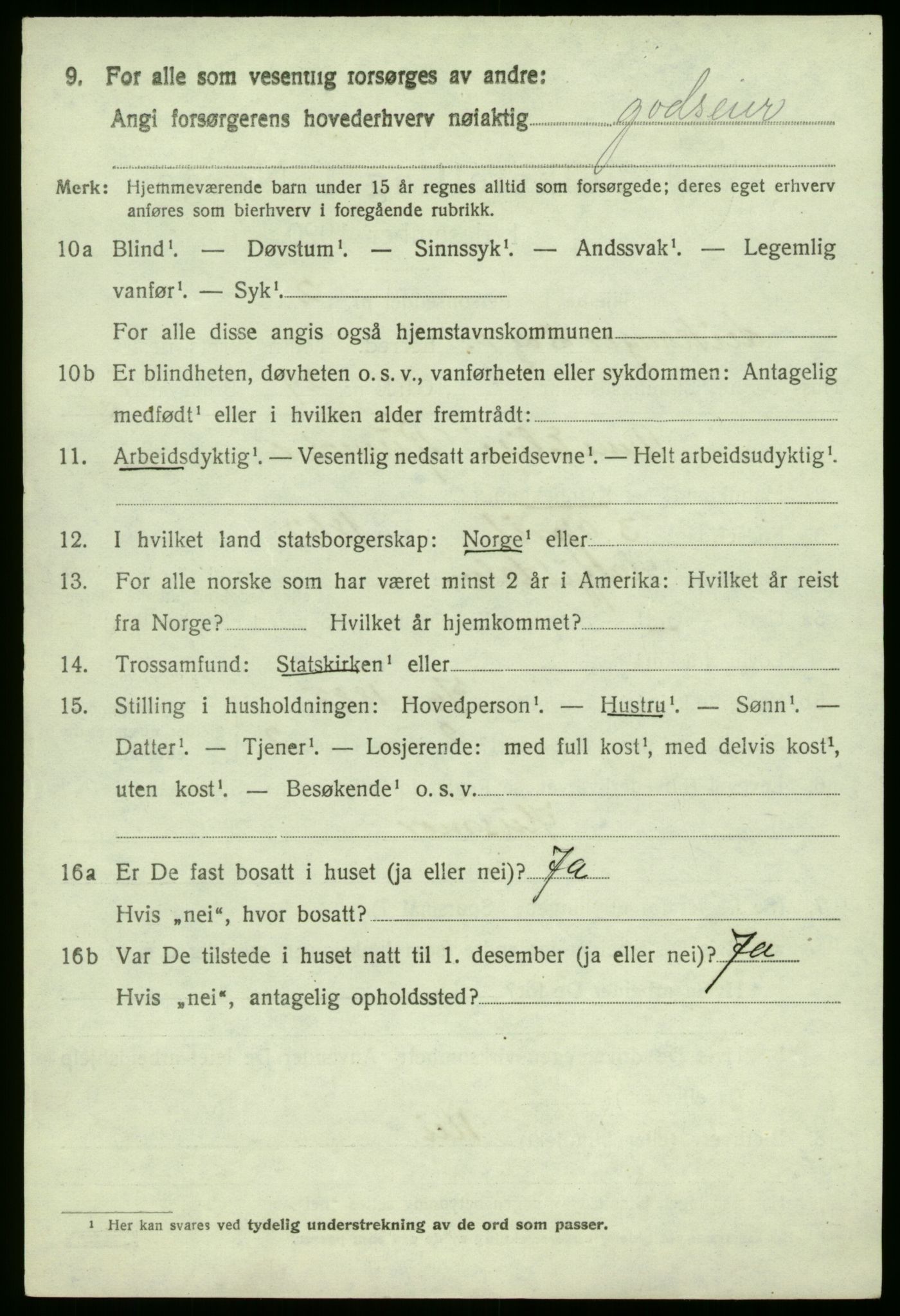 SAB, 1920 census for Leikanger, 1920, p. 3587