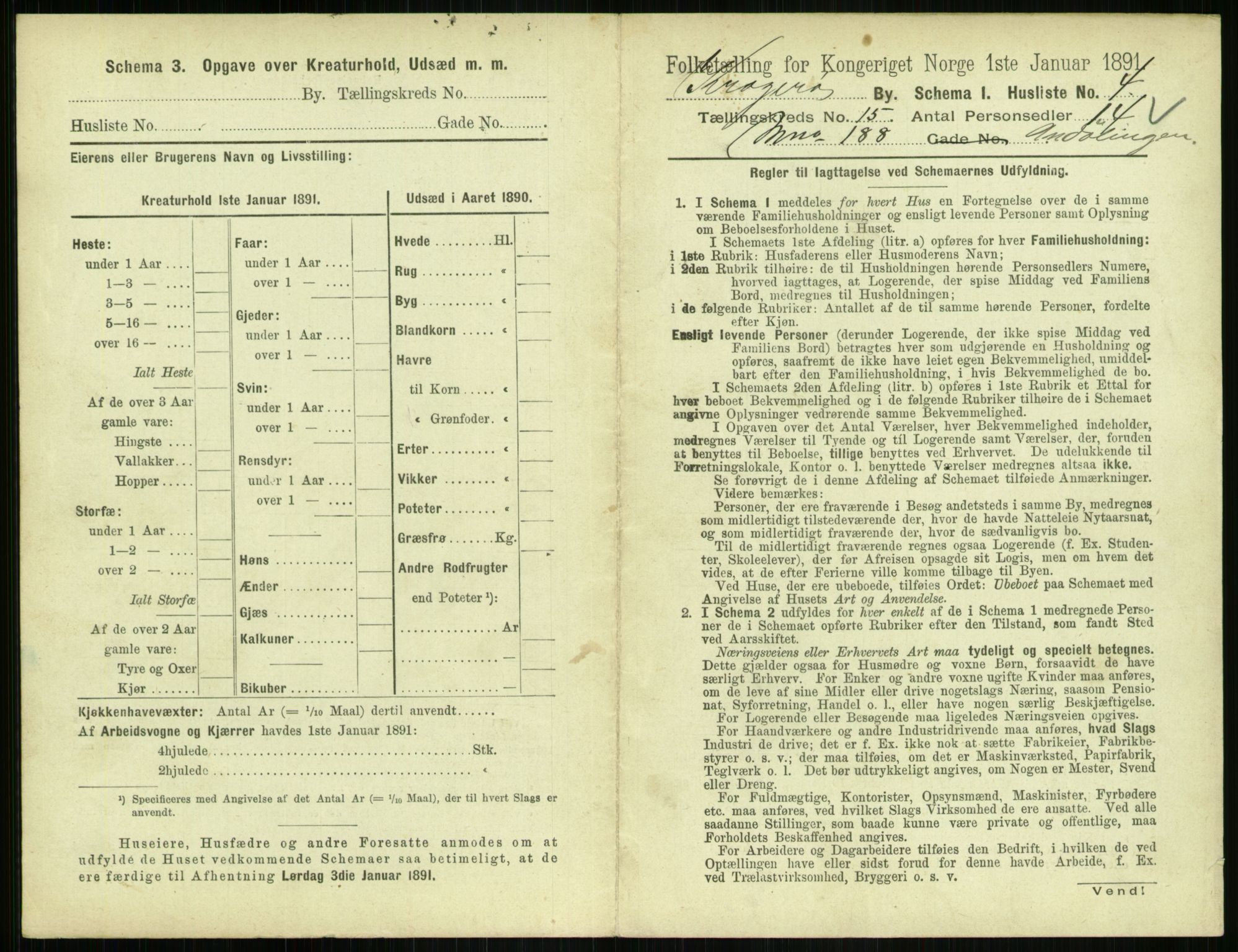 RA, 1891 census for 0801 Kragerø, 1891, p. 708