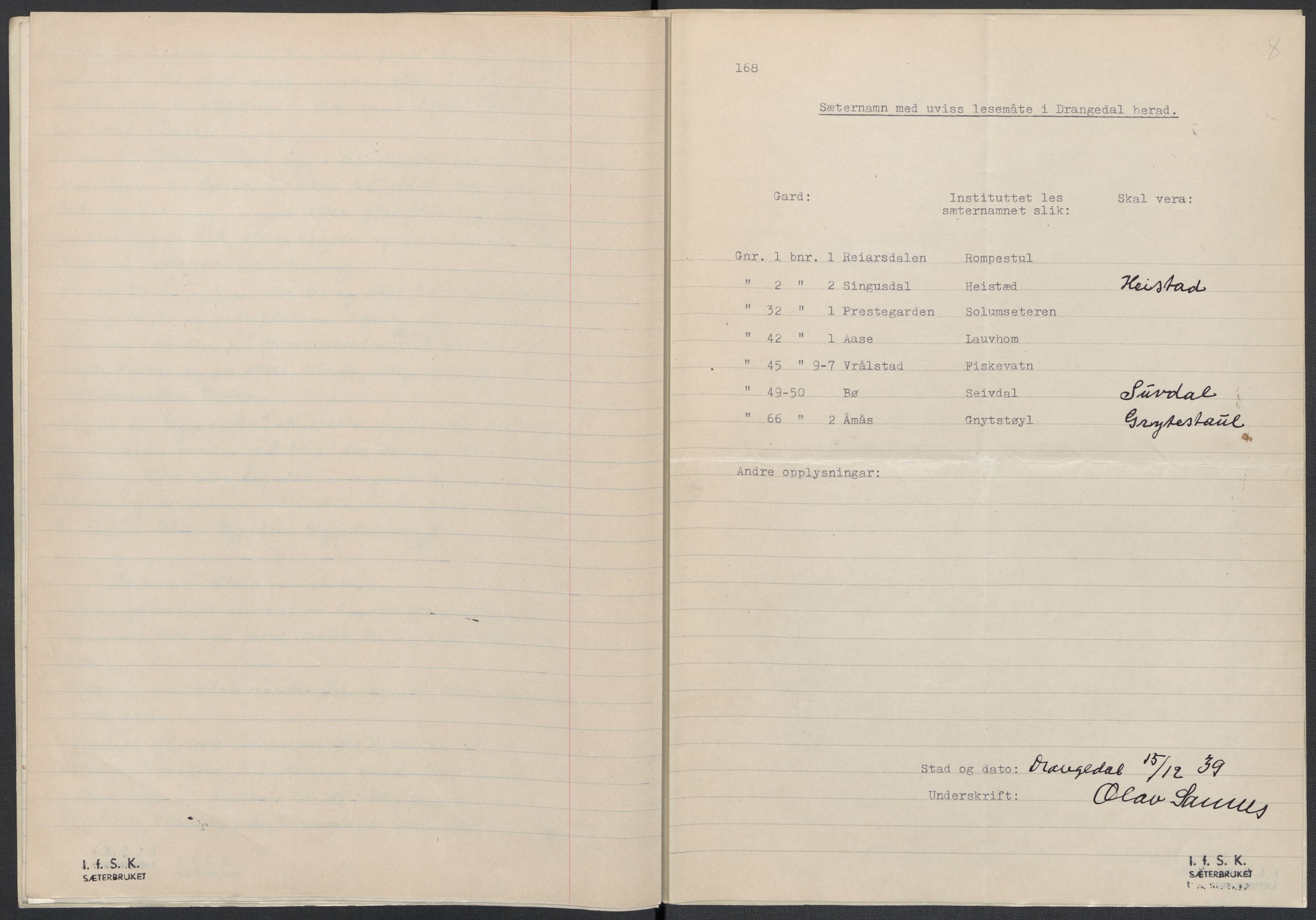 Instituttet for sammenlignende kulturforskning, AV/RA-PA-0424/F/Fc/L0007/0001: Eske B7: / Telemark (perm XVI), 1934-1936, p. 8