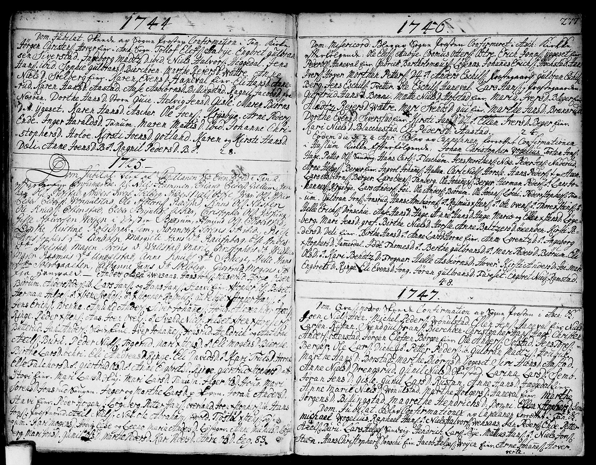 Asker prestekontor Kirkebøker, SAO/A-10256a/F/Fa/L0002: Parish register (official) no. I 2, 1733-1766, p. 277
