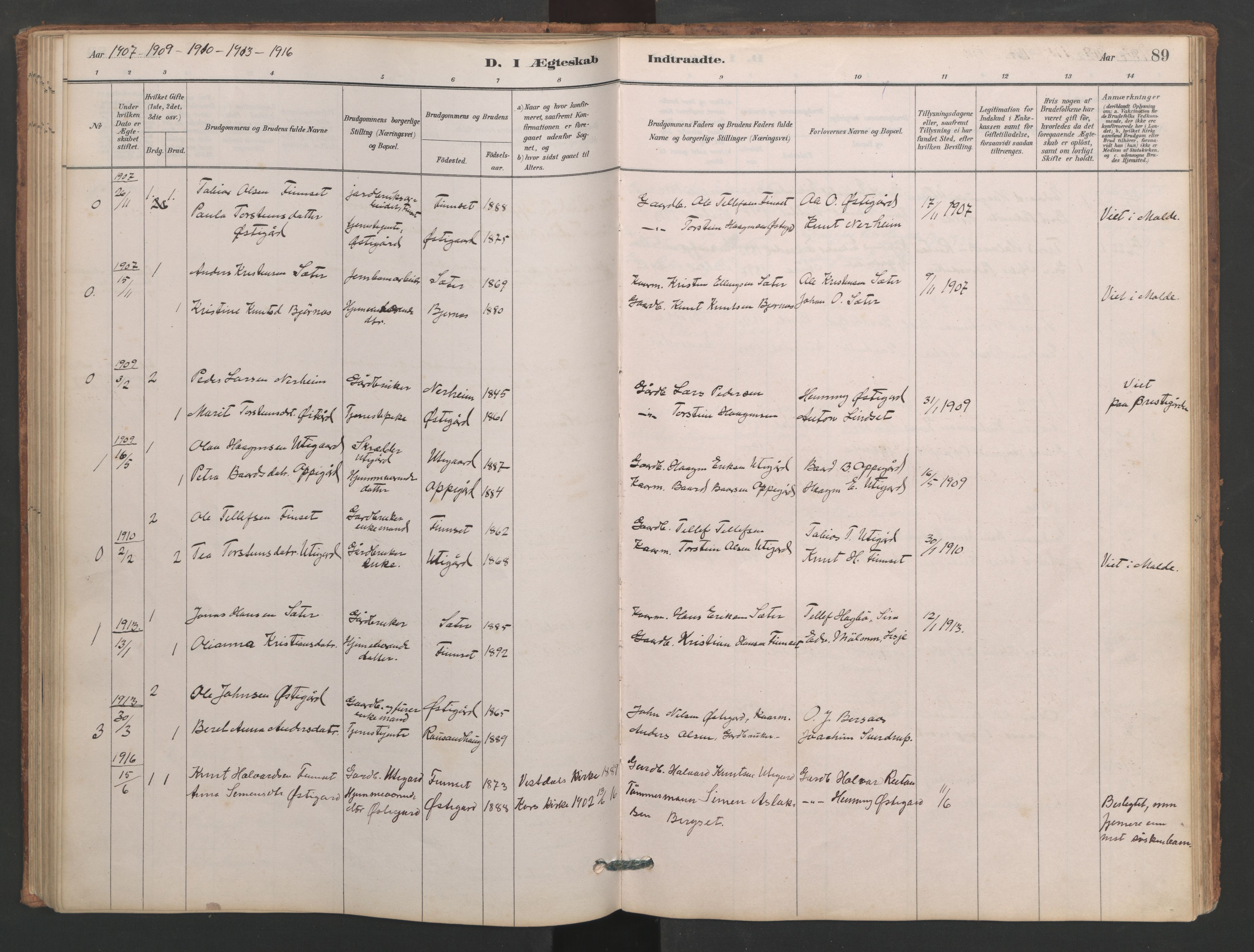 Ministerialprotokoller, klokkerbøker og fødselsregistre - Møre og Romsdal, AV/SAT-A-1454/553/L0642: Parish register (copy) no. 553C01, 1880-1968, p. 89