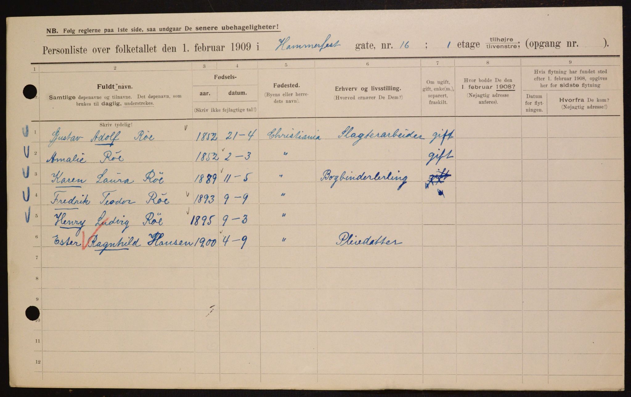 OBA, Municipal Census 1909 for Kristiania, 1909, p. 31088