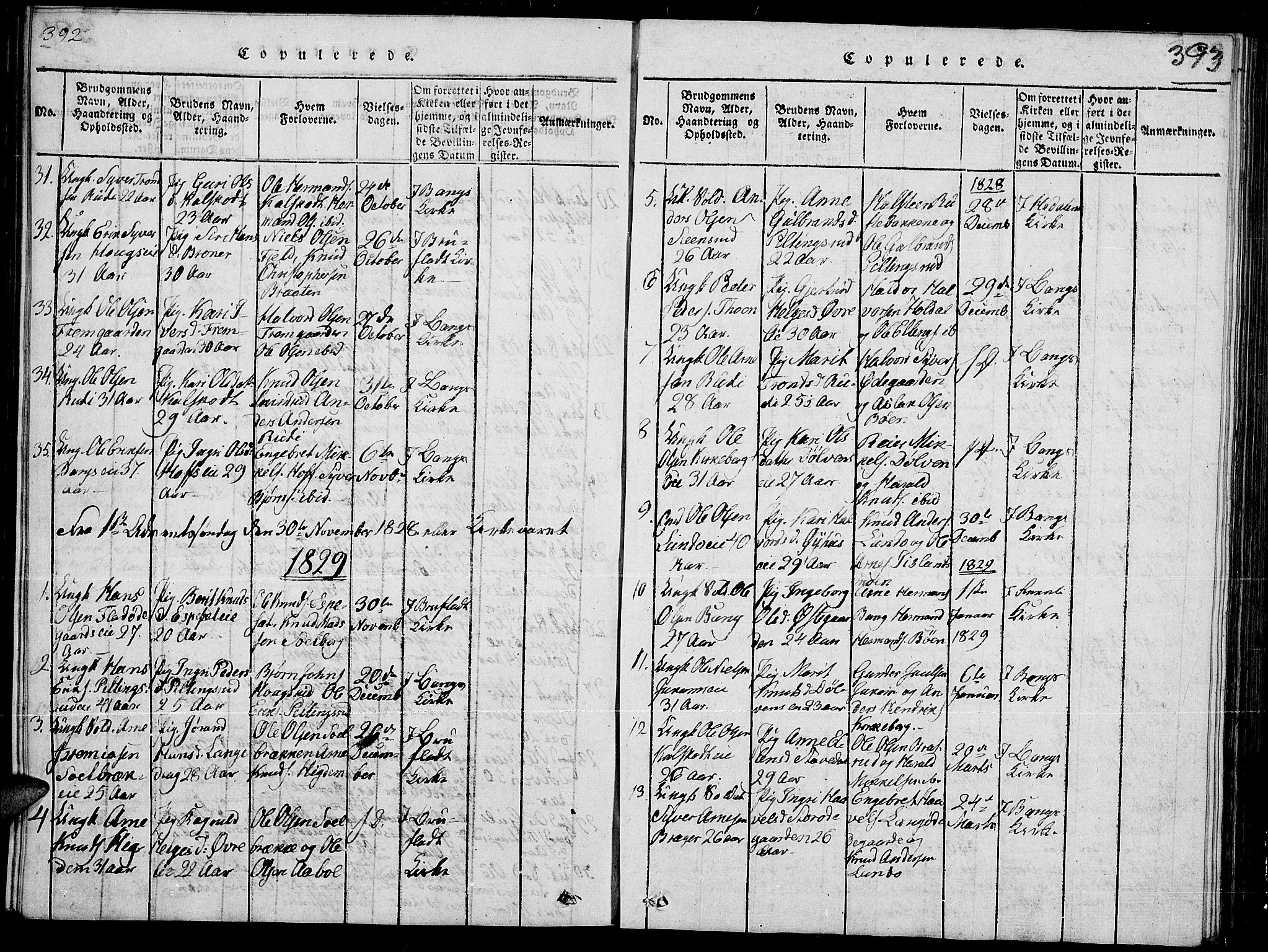 Sør-Aurdal prestekontor, SAH/PREST-128/H/Ha/Hab/L0002: Parish register (copy) no. 2, 1826-1840, p. 392-393