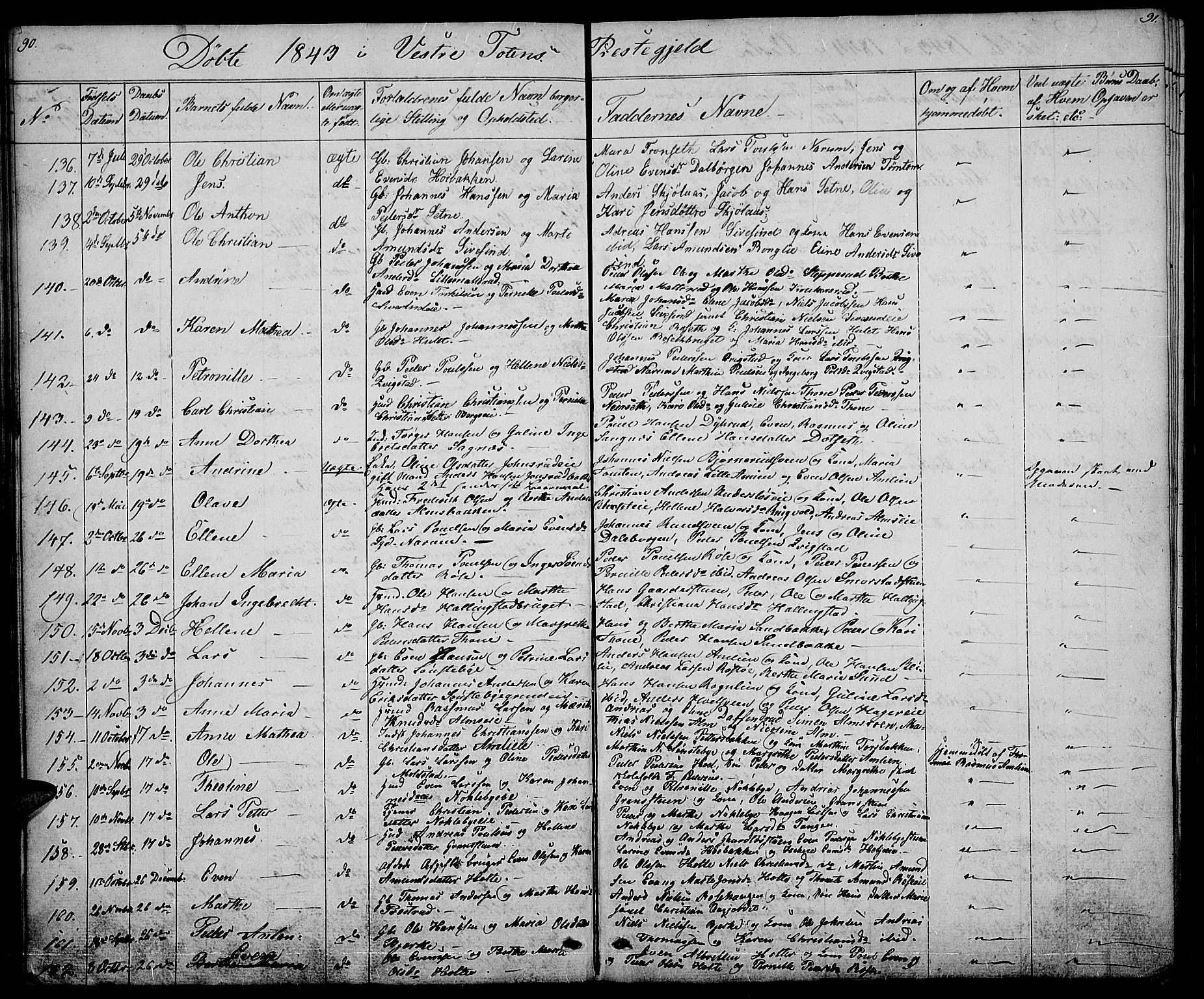 Vestre Toten prestekontor, AV/SAH-PREST-108/H/Ha/Hab/L0002: Parish register (copy) no. 2, 1836-1848, p. 90-91