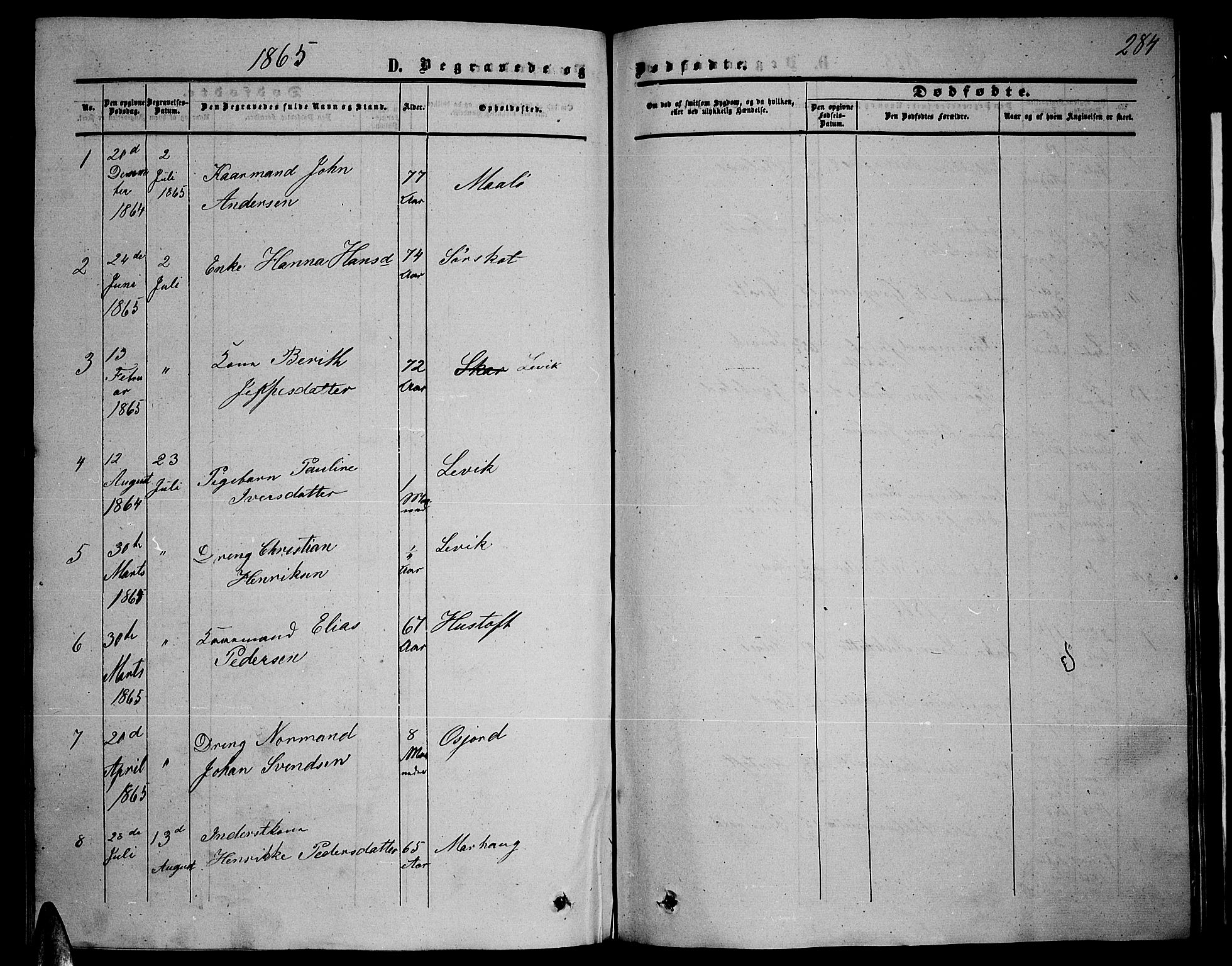 Ministerialprotokoller, klokkerbøker og fødselsregistre - Nordland, AV/SAT-A-1459/857/L0827: Parish register (copy) no. 857C02, 1852-1879, p. 284