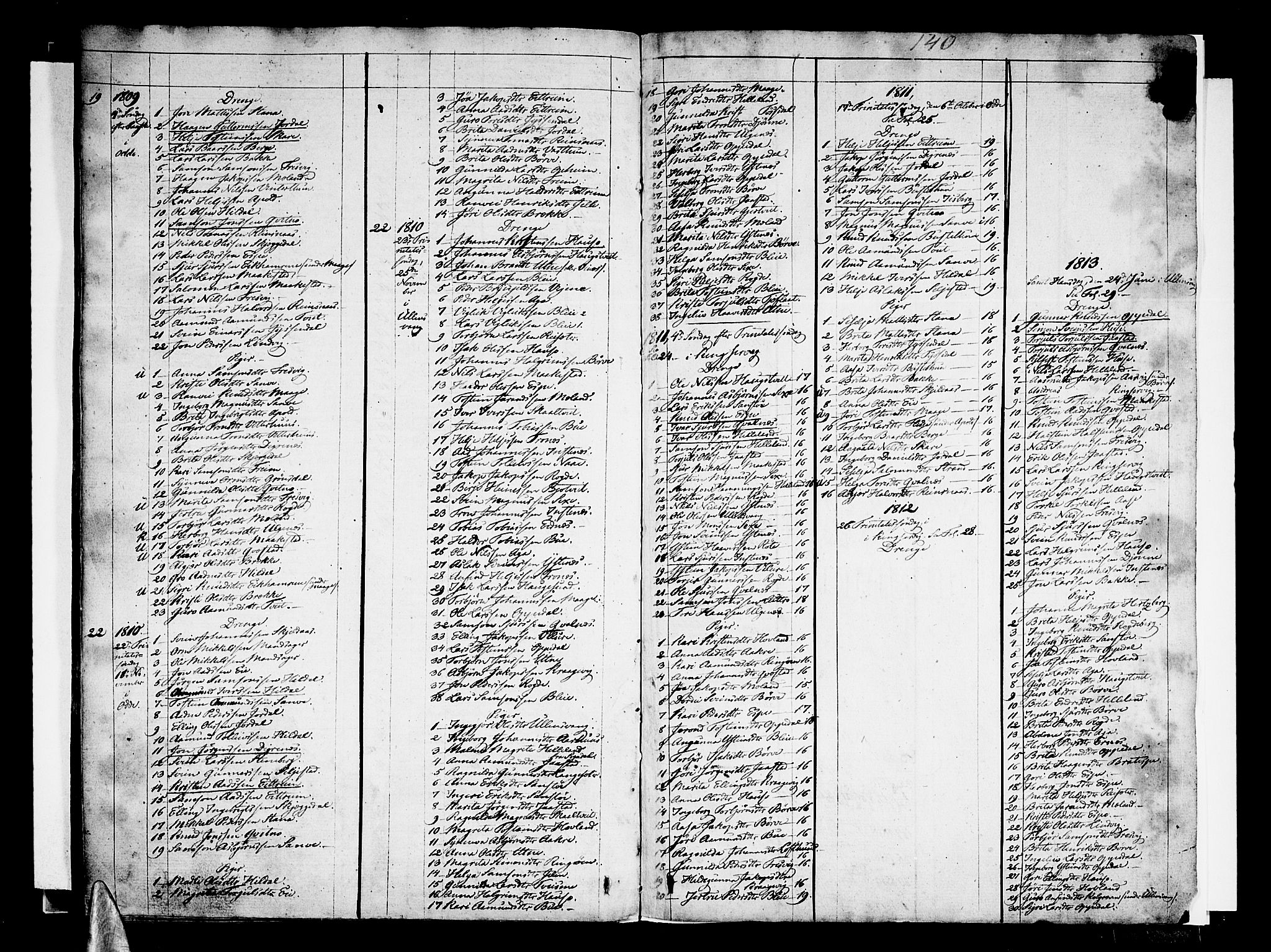 Ullensvang sokneprestembete, SAB/A-78701/H/Haa: Parish register (official) no. A 8, 1804-1835, p. 140