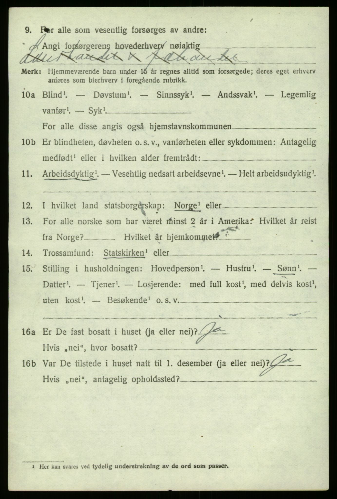 SAB, 1920 census for Hyllestad, 1920, p. 5099