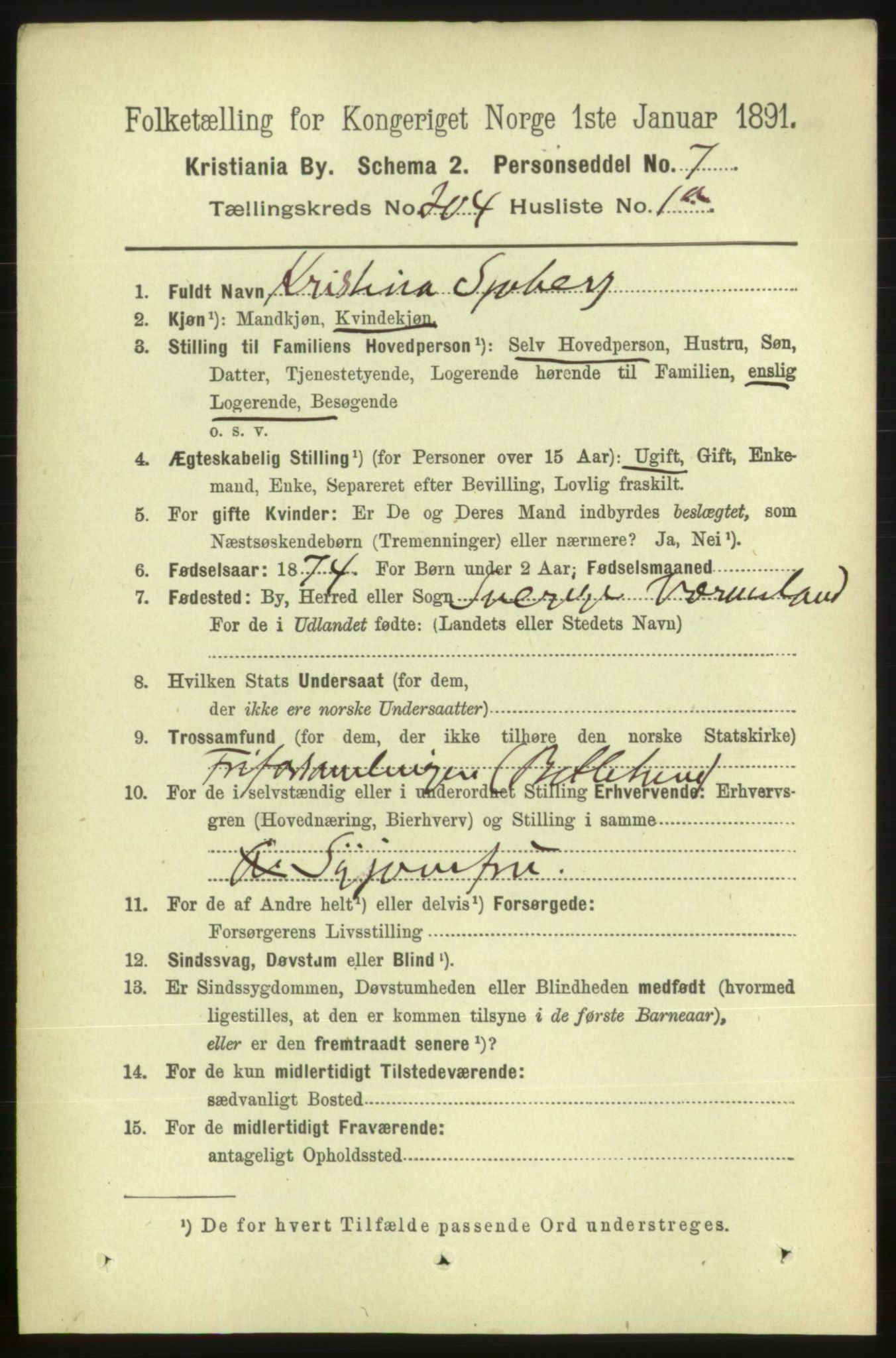 RA, 1891 census for 0301 Kristiania, 1891, p. 122912