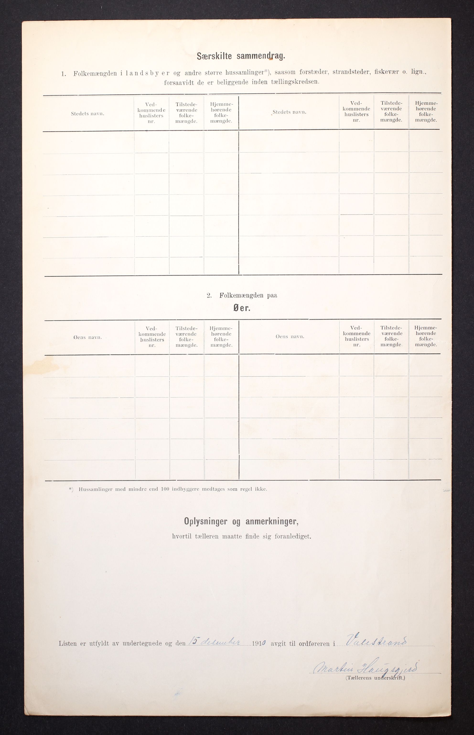 RA, 1910 census for Valestrand, 1910, p. 6