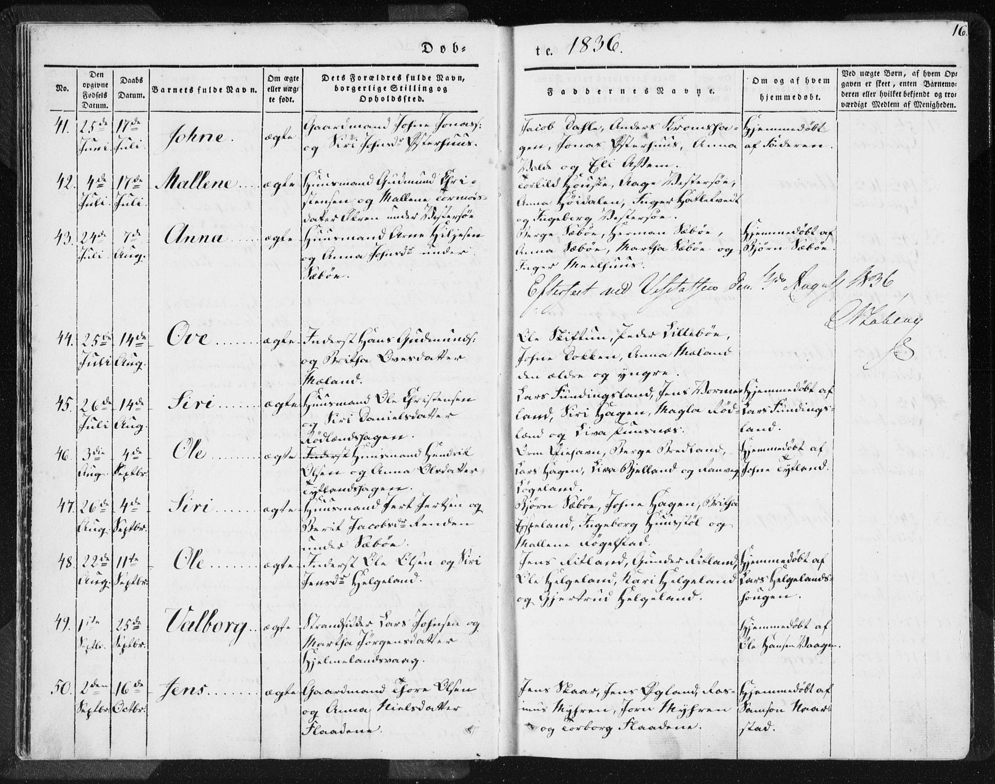 Hjelmeland sokneprestkontor, AV/SAST-A-101843/01/IV/L0006: Parish register (official) no. A 6, 1834-1845, p. 16