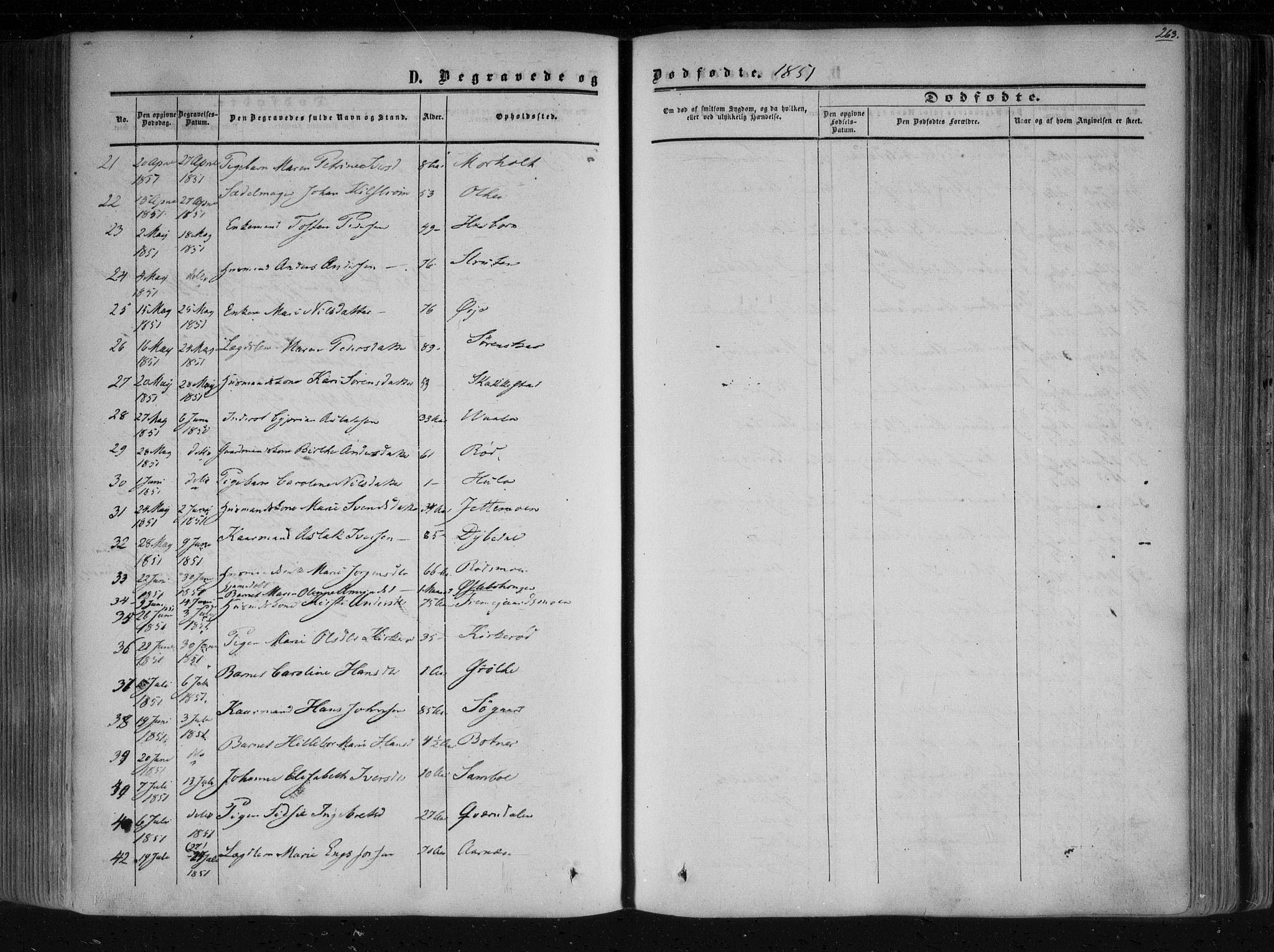 Aremark prestekontor Kirkebøker, AV/SAO-A-10899/F/Fc/L0003: Parish register (official) no. III 3, 1850-1865, p. 263