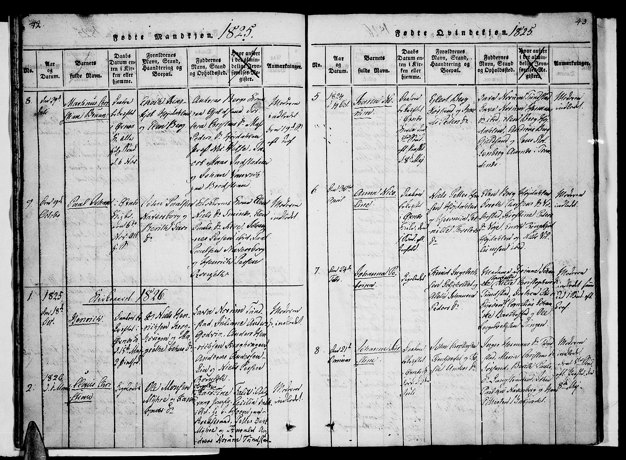 Ministerialprotokoller, klokkerbøker og fødselsregistre - Nordland, SAT/A-1459/893/L1331: Parish register (official) no. 893A04, 1820-1840, p. 42-43