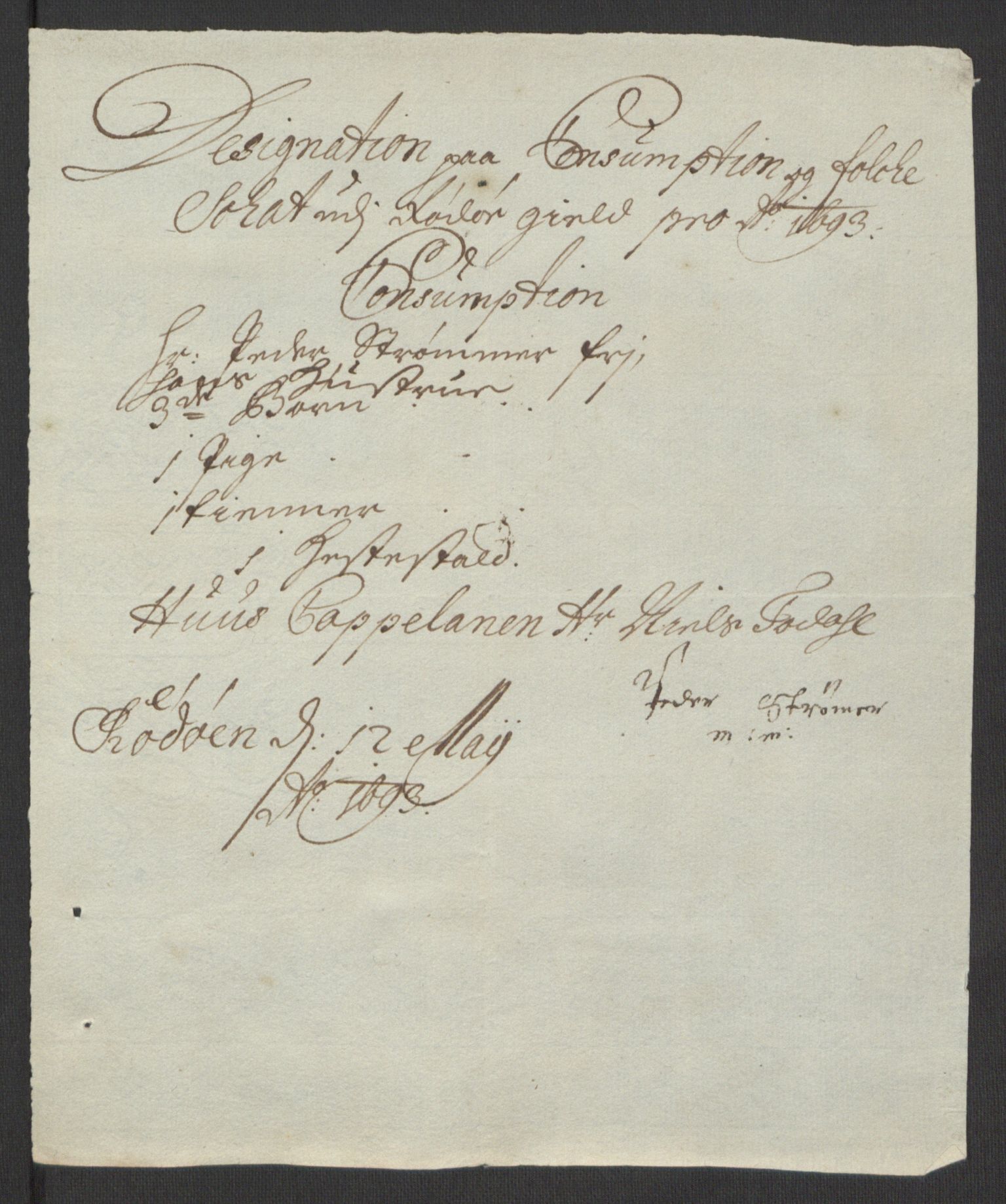 Rentekammeret inntil 1814, Reviderte regnskaper, Fogderegnskap, RA/EA-4092/R65/L4505: Fogderegnskap Helgeland, 1693-1696, p. 124