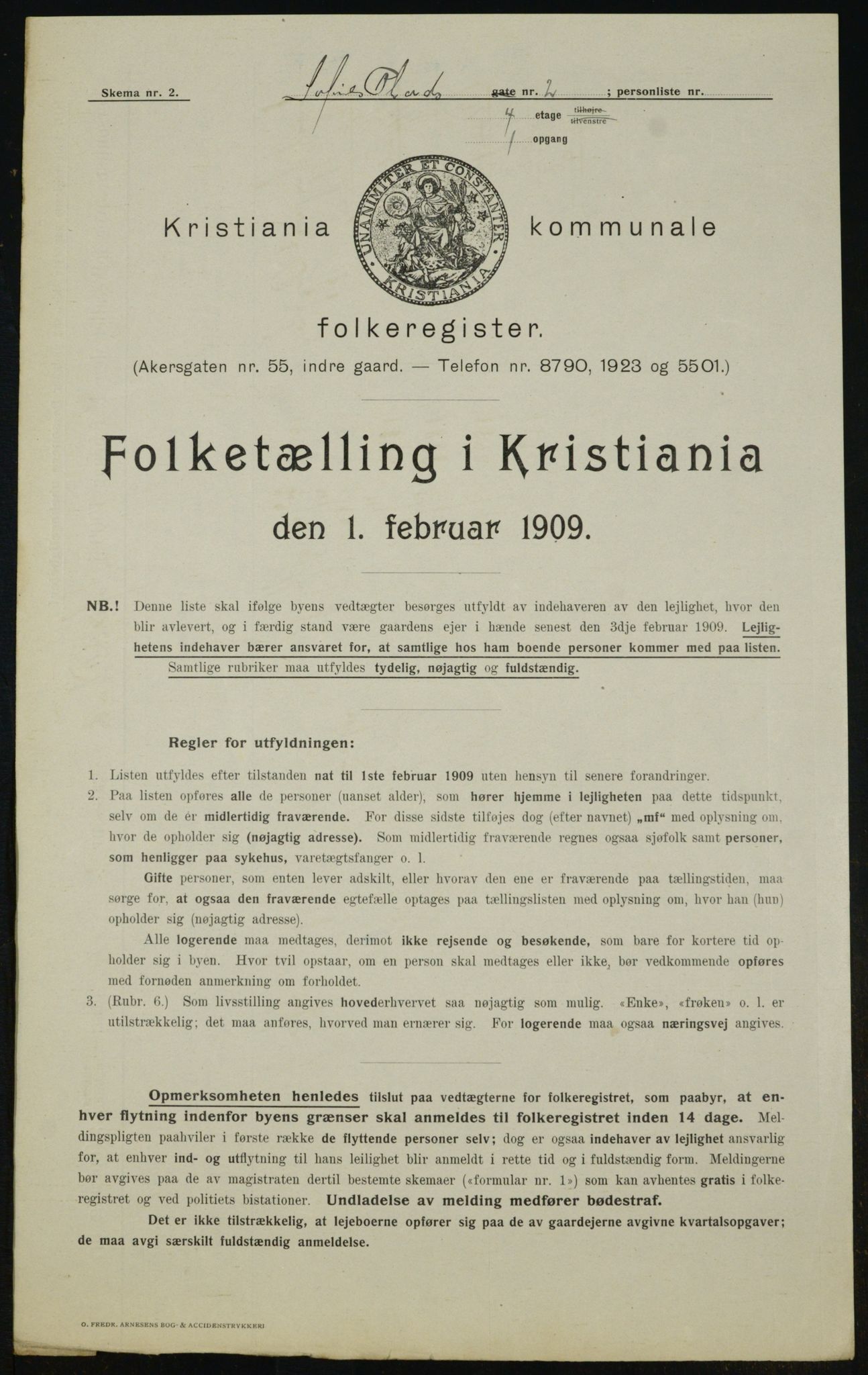 OBA, Municipal Census 1909 for Kristiania, 1909, p. 90123