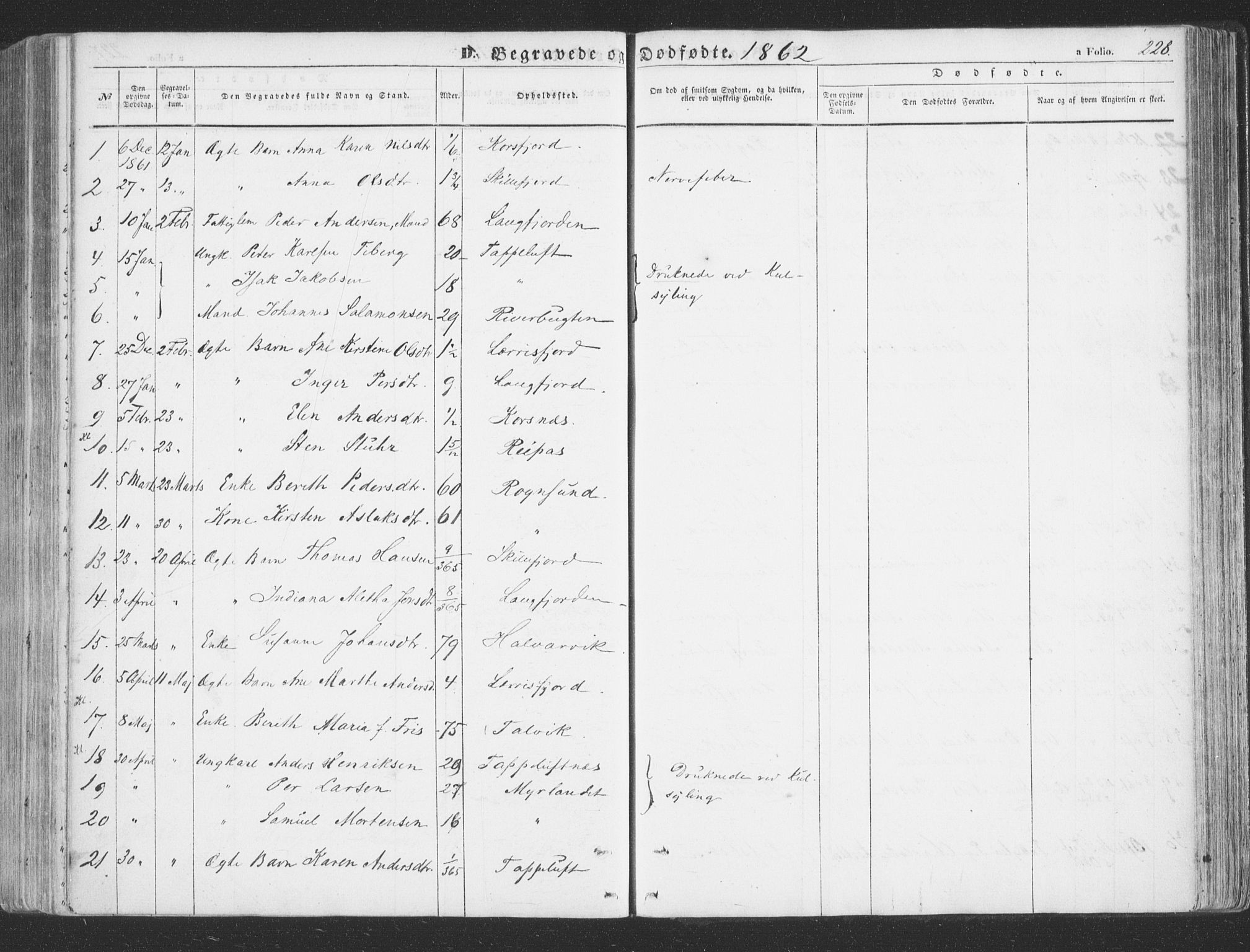 Talvik sokneprestkontor, SATØ/S-1337/H/Ha/L0010kirke: Parish register (official) no. 10, 1852-1864, p. 228