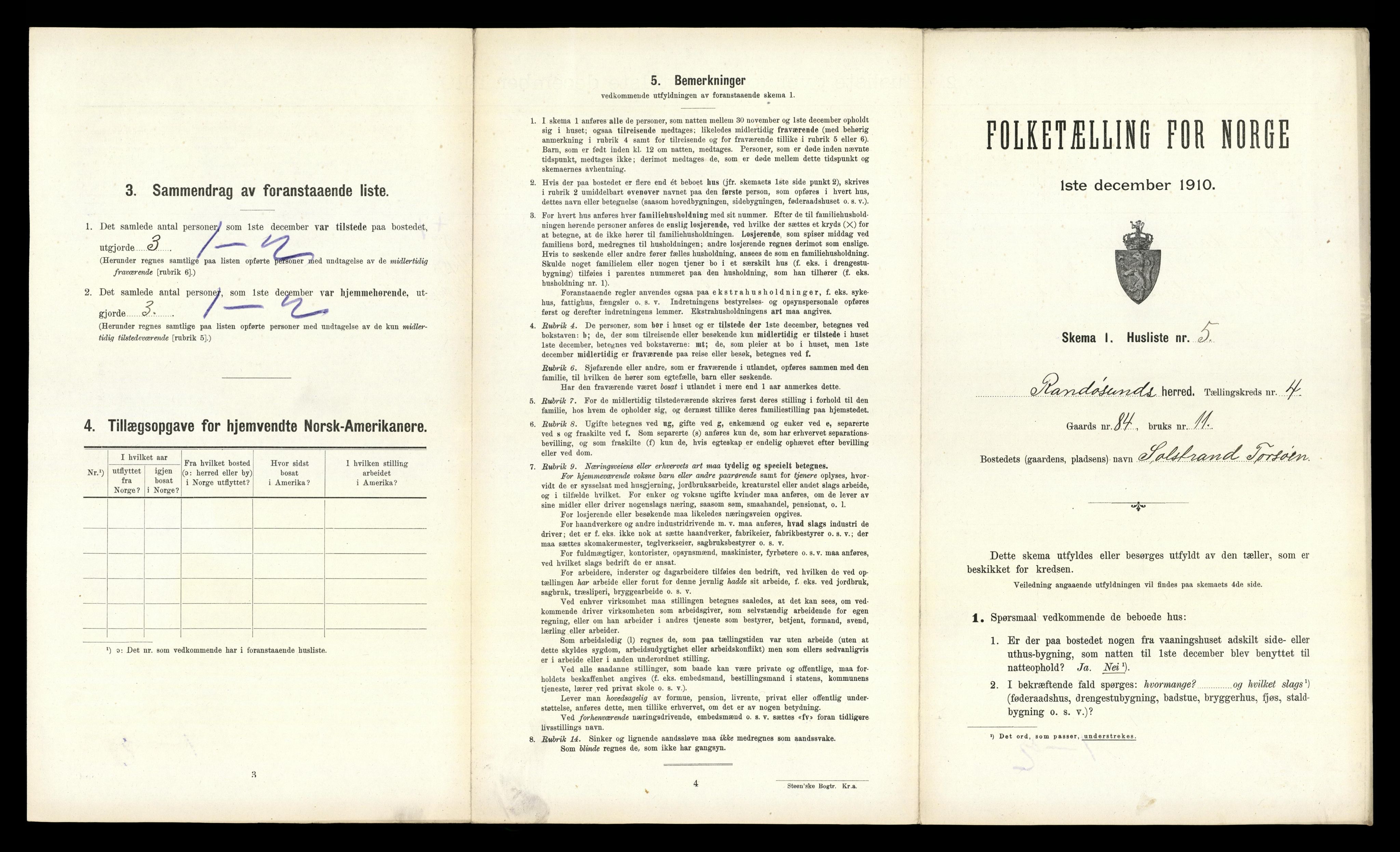 RA, 1910 census for Randesund, 1910, p. 286