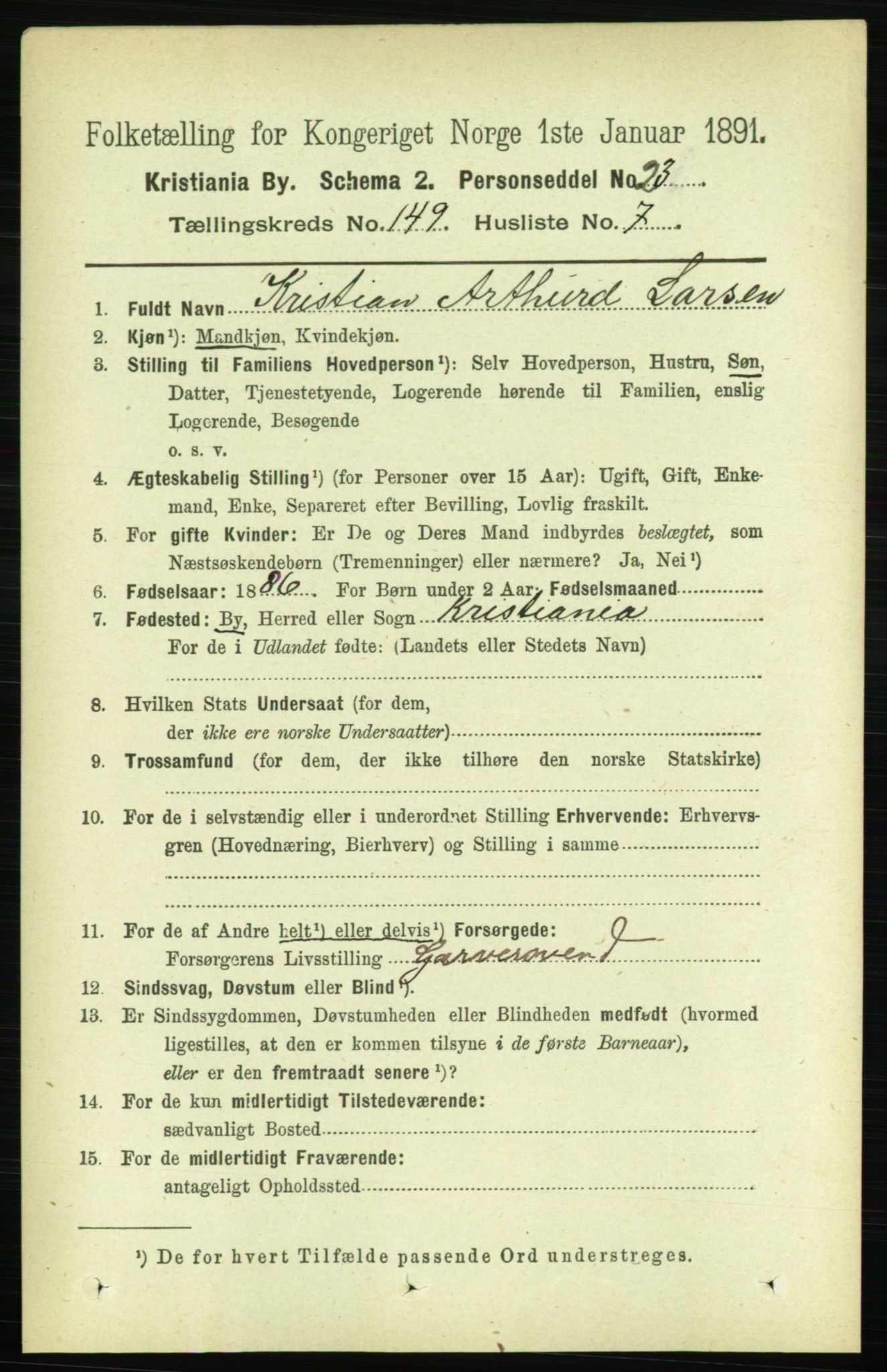 RA, 1891 census for 0301 Kristiania, 1891, p. 83295