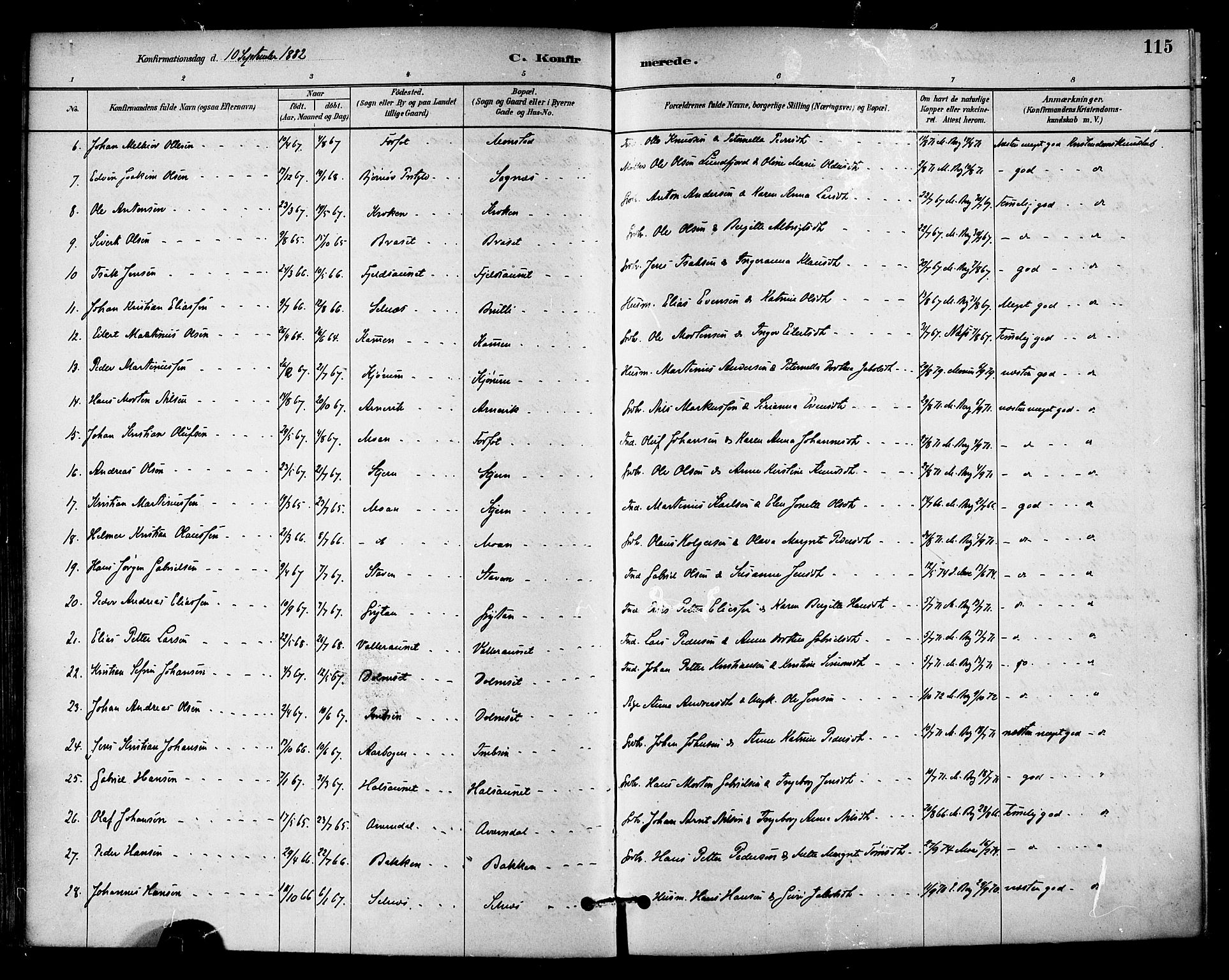 Ministerialprotokoller, klokkerbøker og fødselsregistre - Sør-Trøndelag, SAT/A-1456/655/L0680: Parish register (official) no. 655A09, 1880-1894, p. 115
