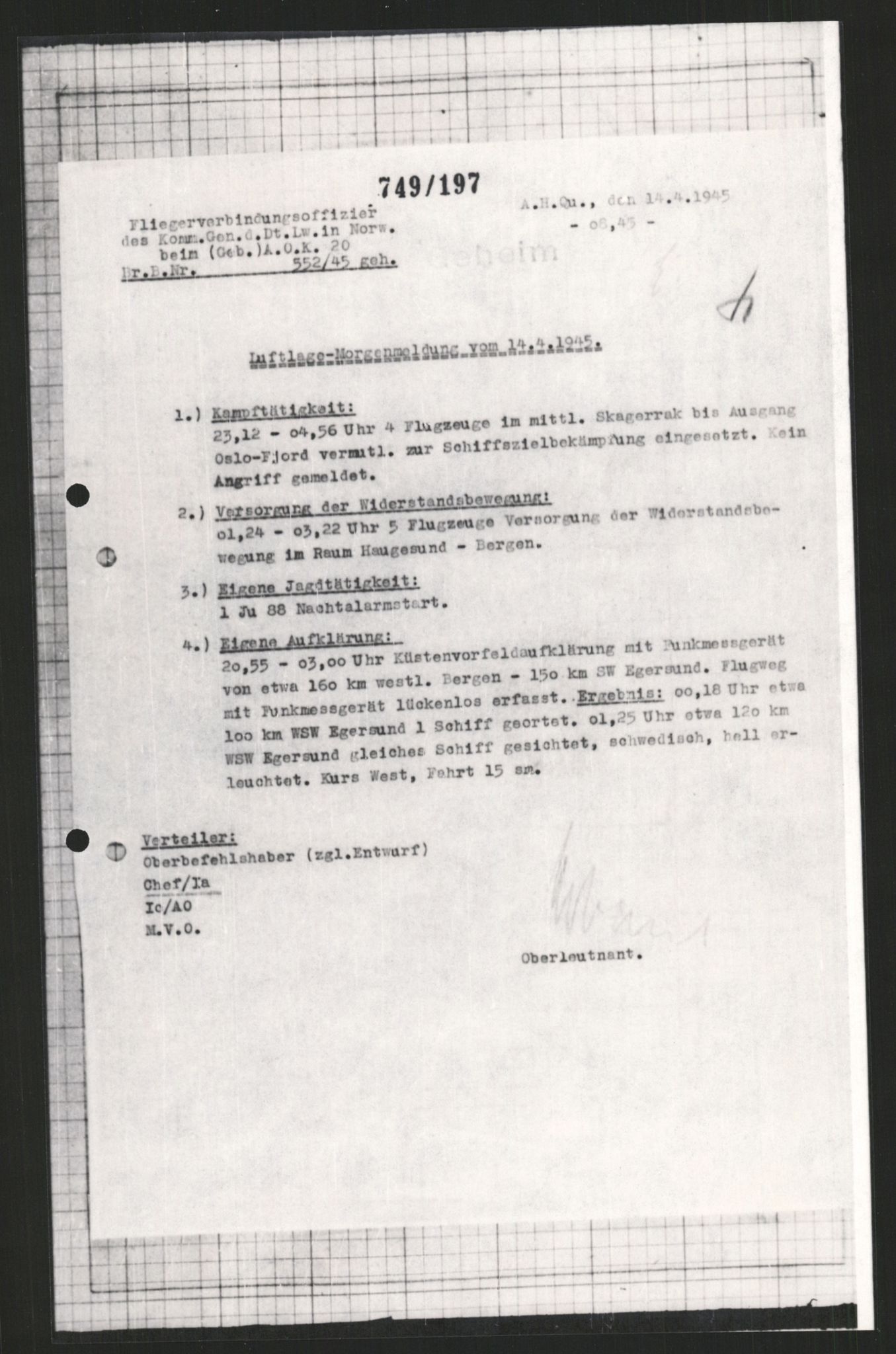 Forsvarets Overkommando. 2 kontor. Arkiv 11.4. Spredte tyske arkivsaker, AV/RA-RAFA-7031/D/Dar/Dara/L0009: Krigsdagbøker for 20. Gebirgs-Armee-Oberkommando (AOK 20), 1940-1945, p. 252